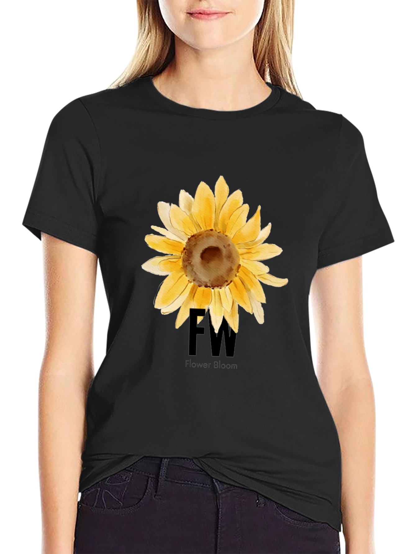 Sunflower Graphic Black T-Shirt