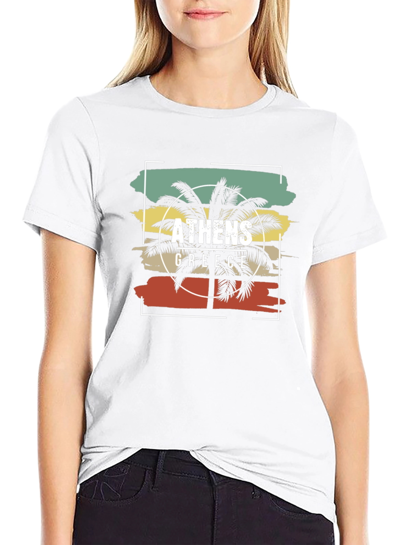 Athens Greece Palm Tree T-Shirt Retro Style Tee