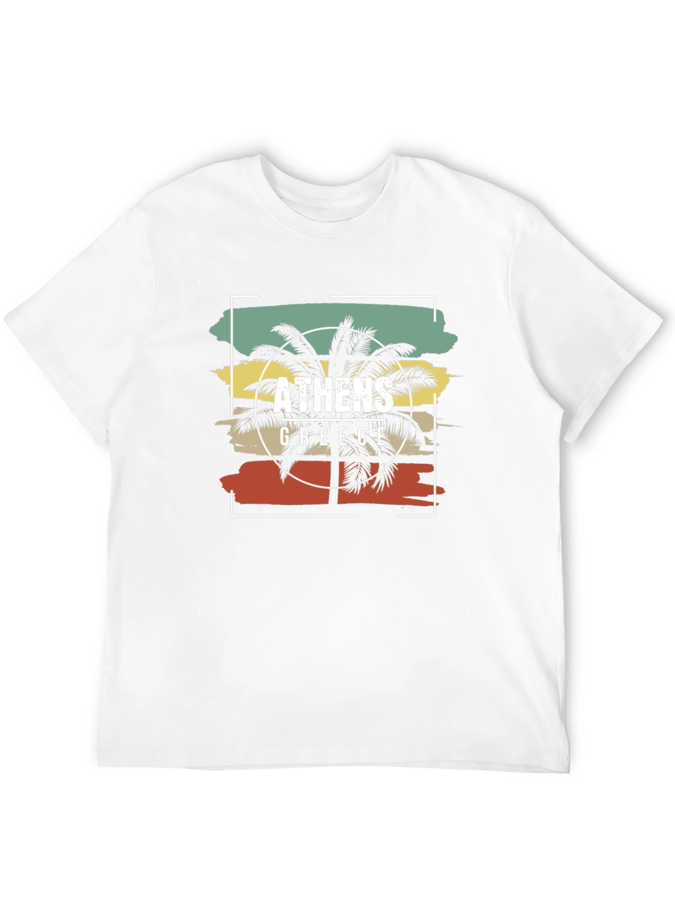 Athens Greece Palm Tree T-Shirt Retro Style Tee