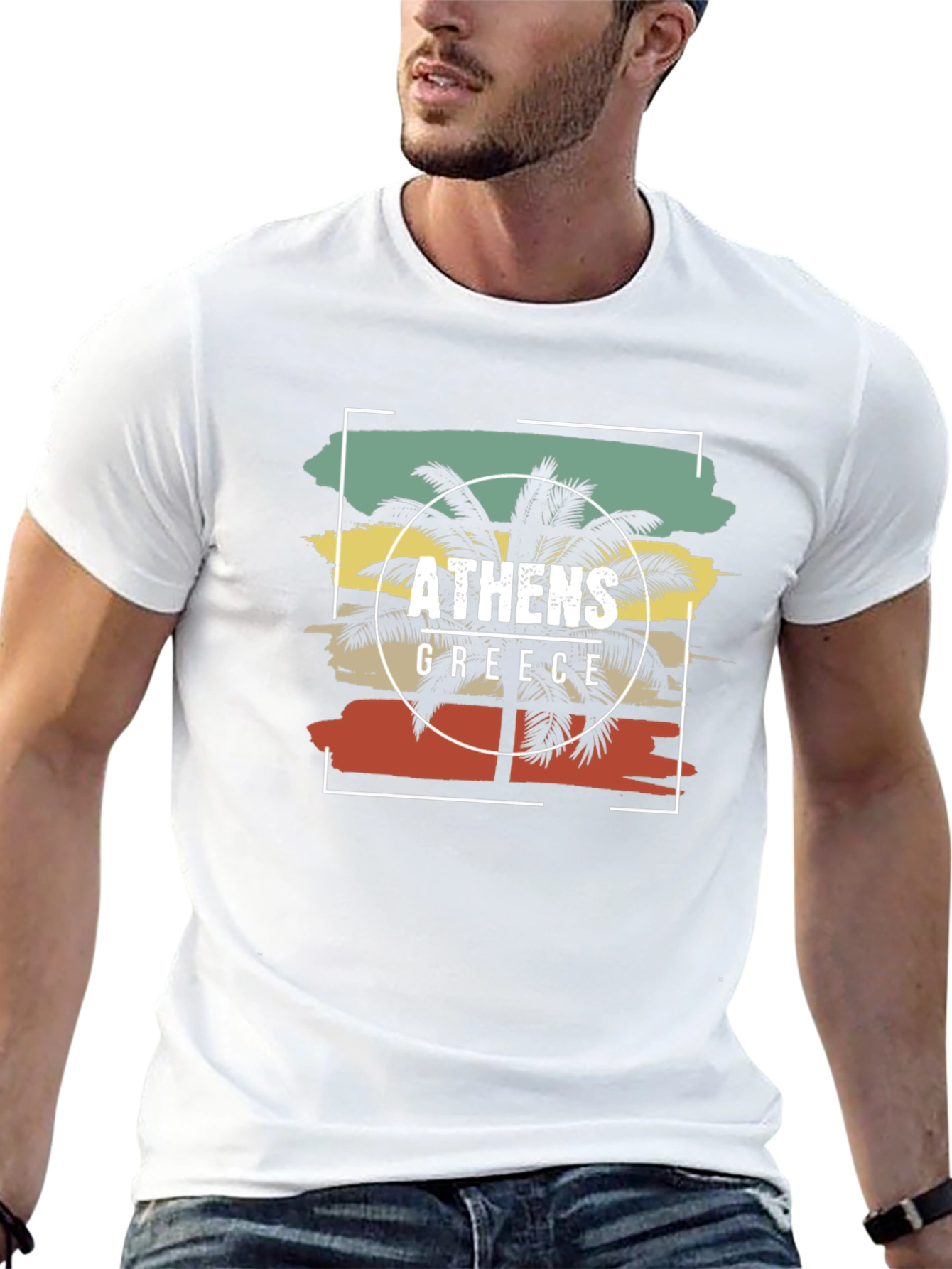 Athens Greece Palm Tree T-Shirt Retro Style Tee