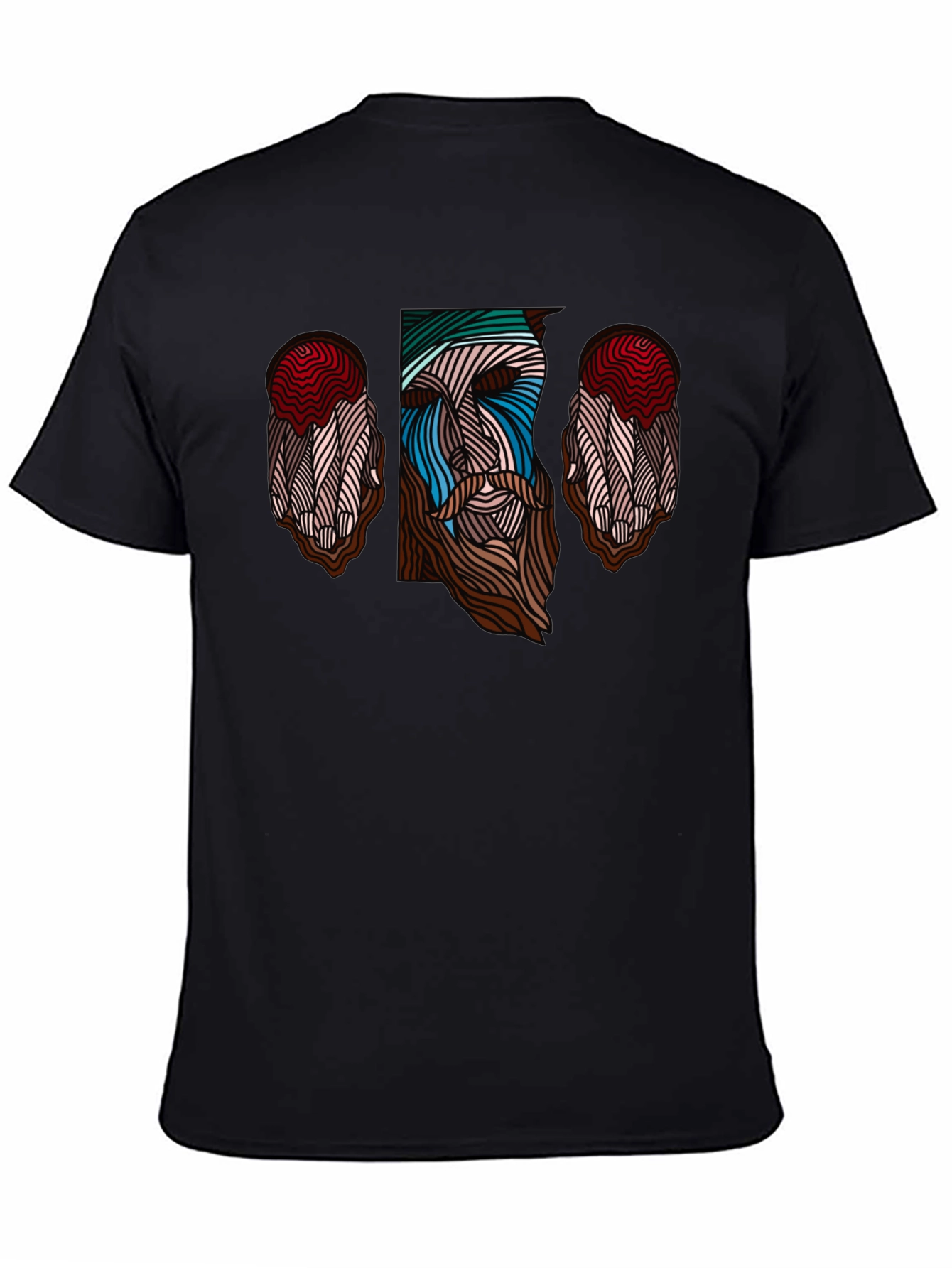 Abstract Face Graphic Tee - Stylish Mens Black T-Shirt