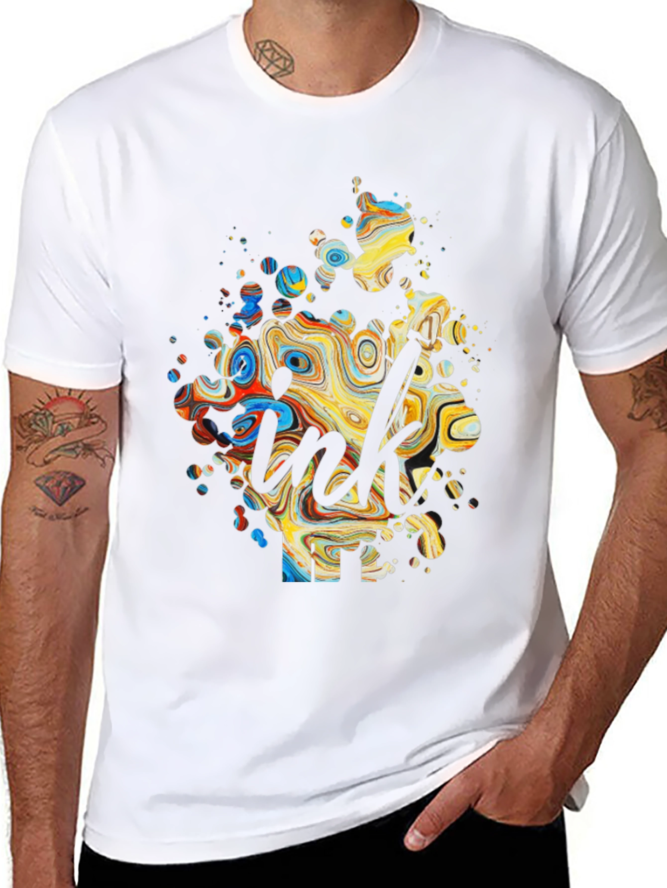 Abstract Ink Splatter Graphic Tee - Black