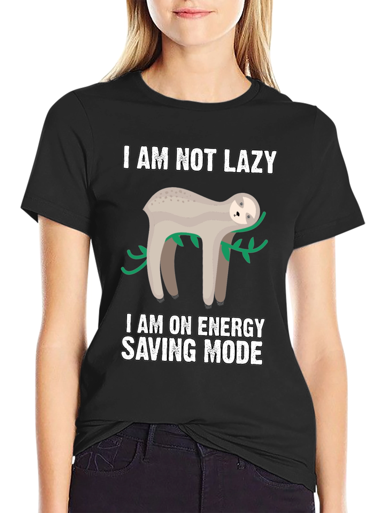 Lazy Sloth Energy Saving Mode Graphic T-Shirt