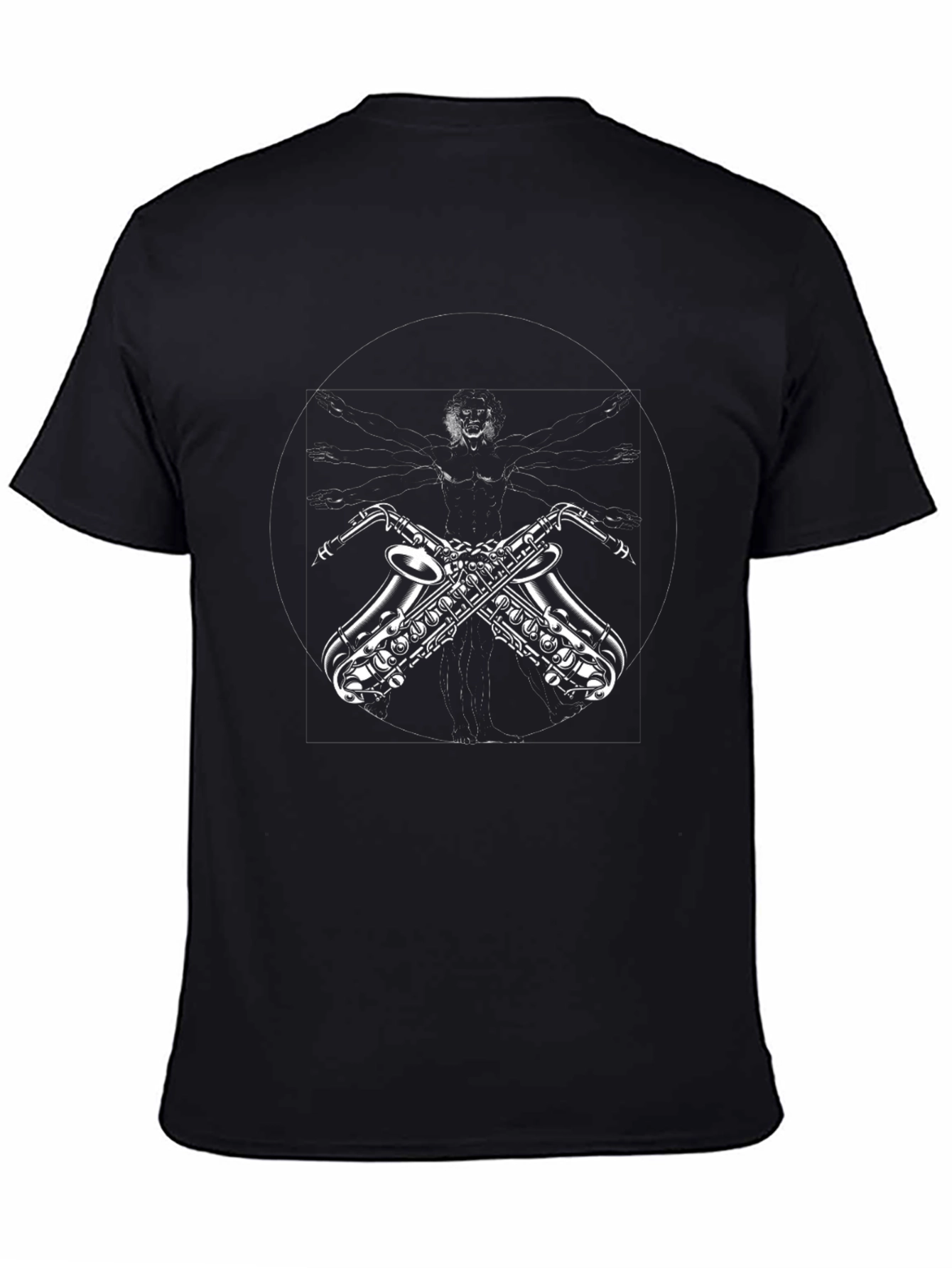 Saxophone Vitruvian Man Graphic Tee