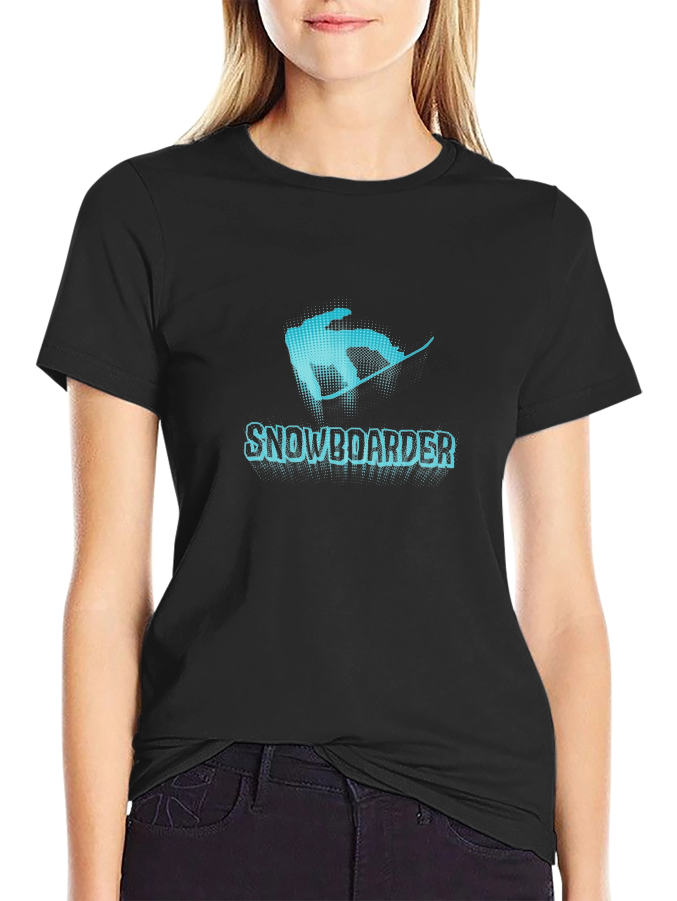 Snowboarder Graphic Tee - Black Cotton T-Shirt