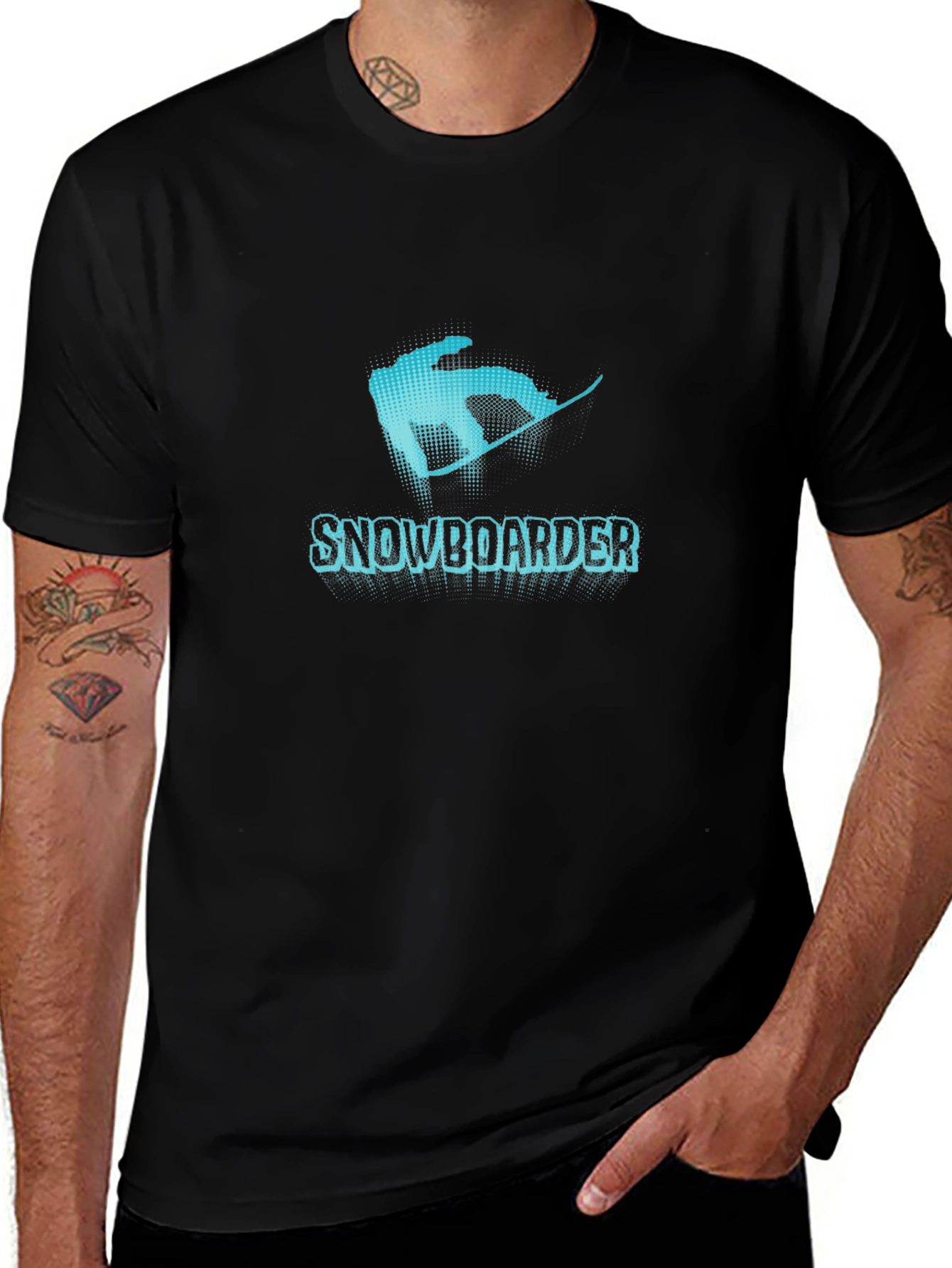 Snowboarder Graphic Tee - Black Cotton T-Shirt