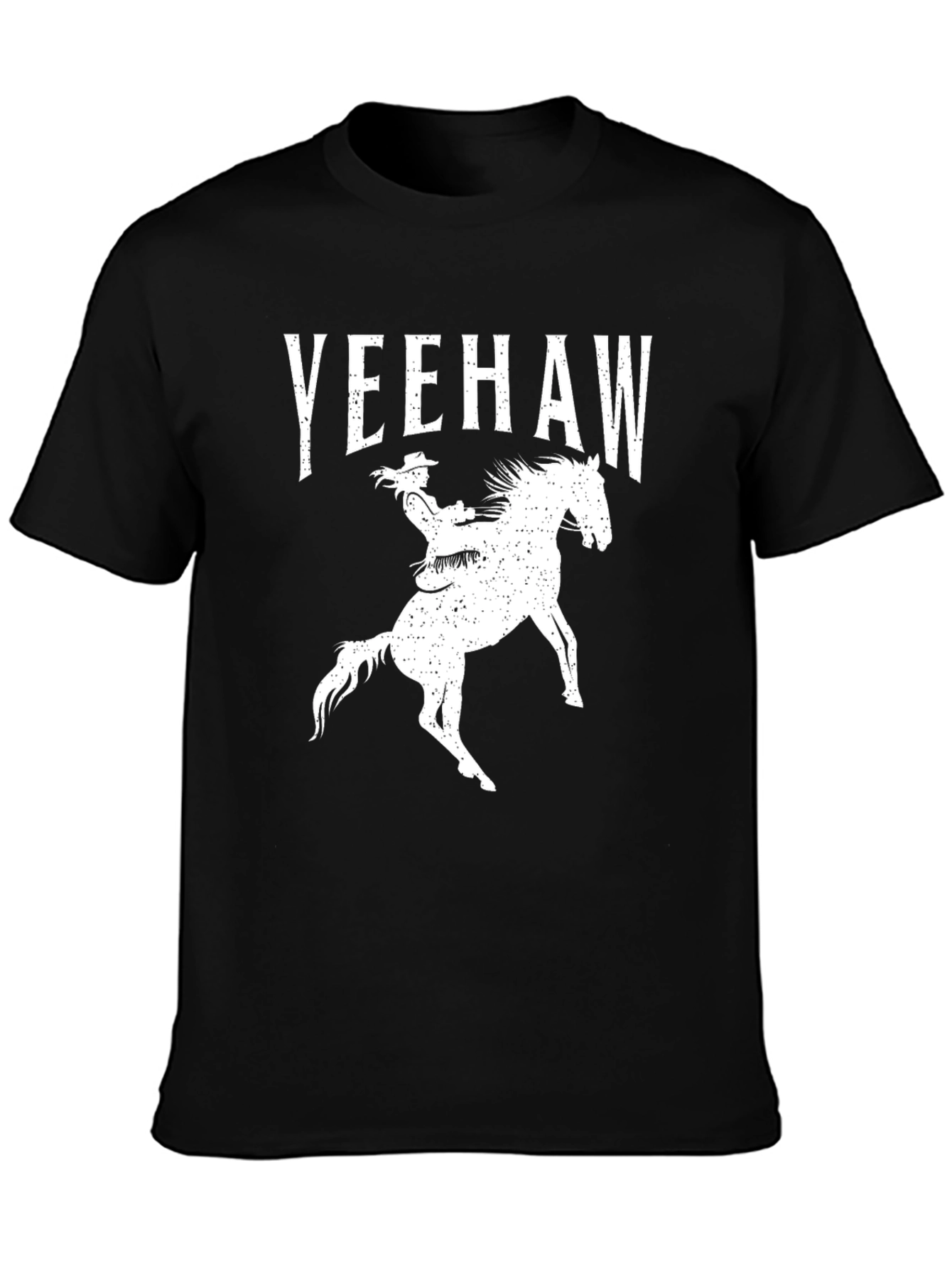 Yeehaw Cowboy Riding Horse Graphic Tee - Black
