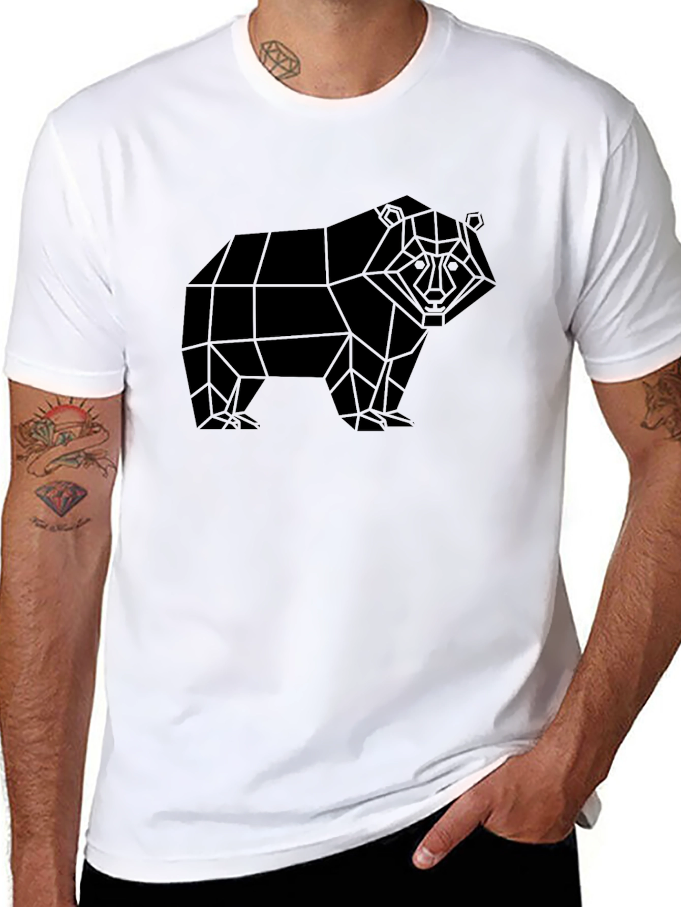 Geometric Bear Black T-Shirt
