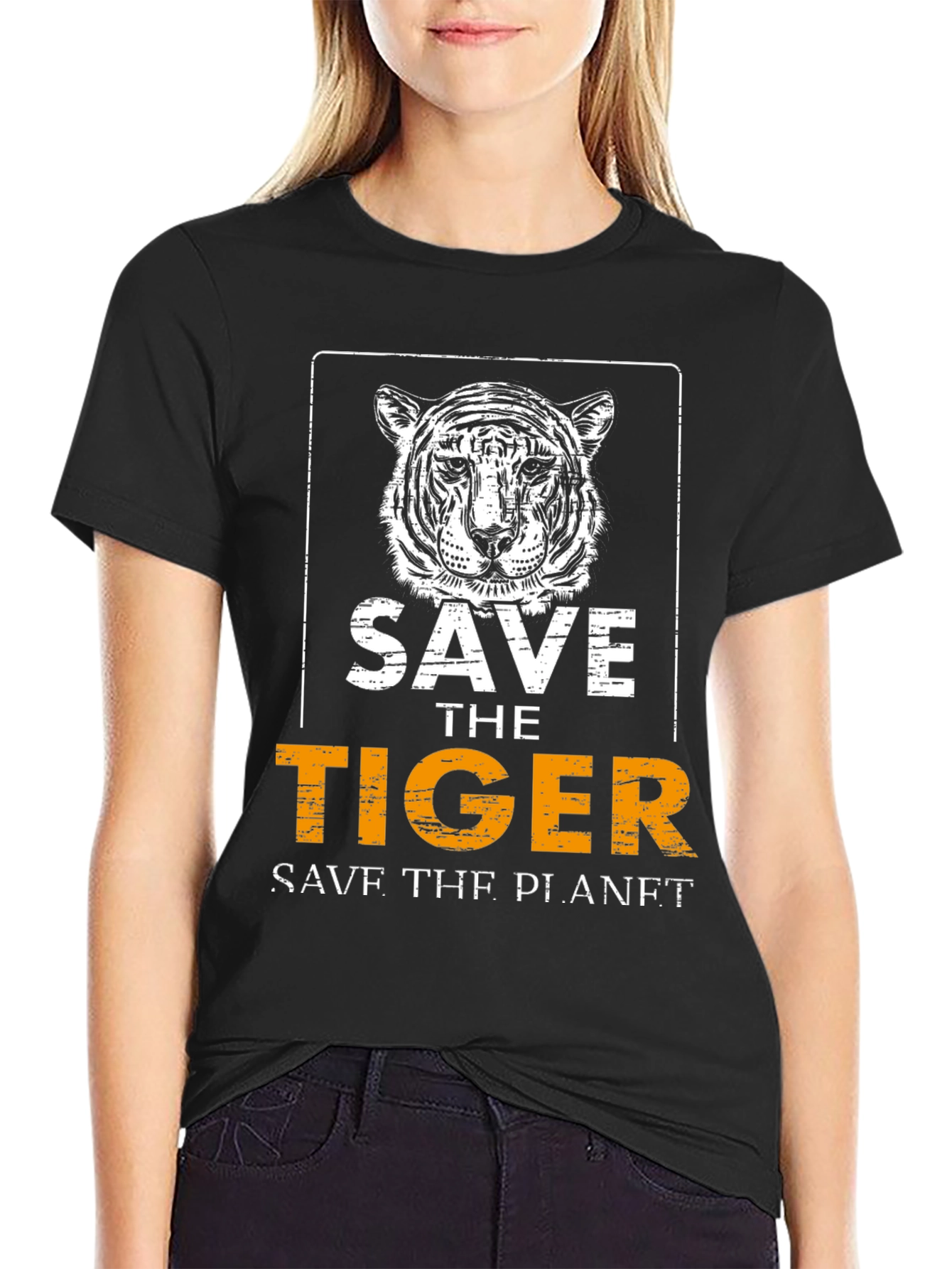 Save the Tiger Graphic Tee - Black Cotton T-Shirt