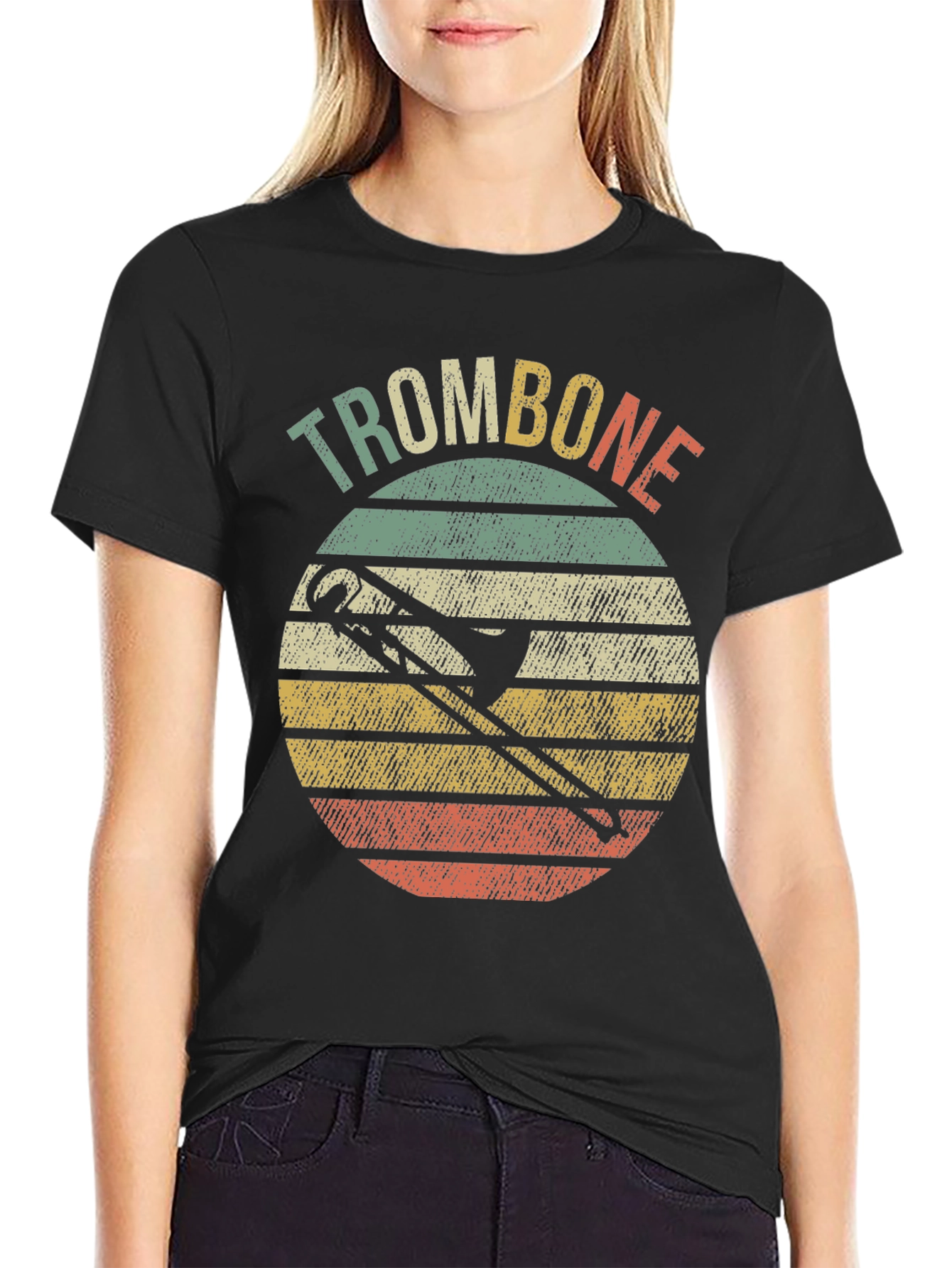 Retro Trombone Sunset Music T-Shirt