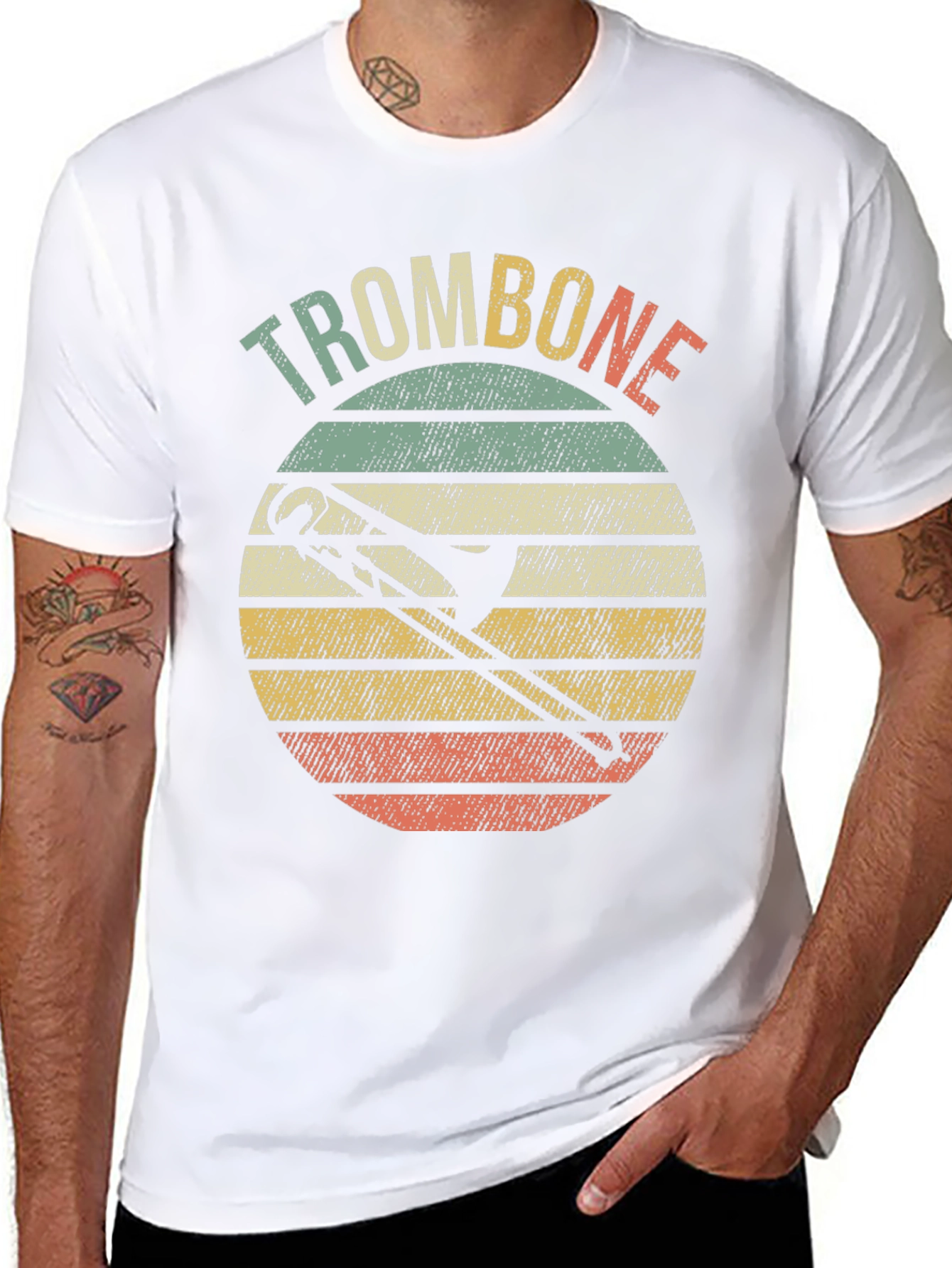 Retro Trombone Sunset Music T-Shirt