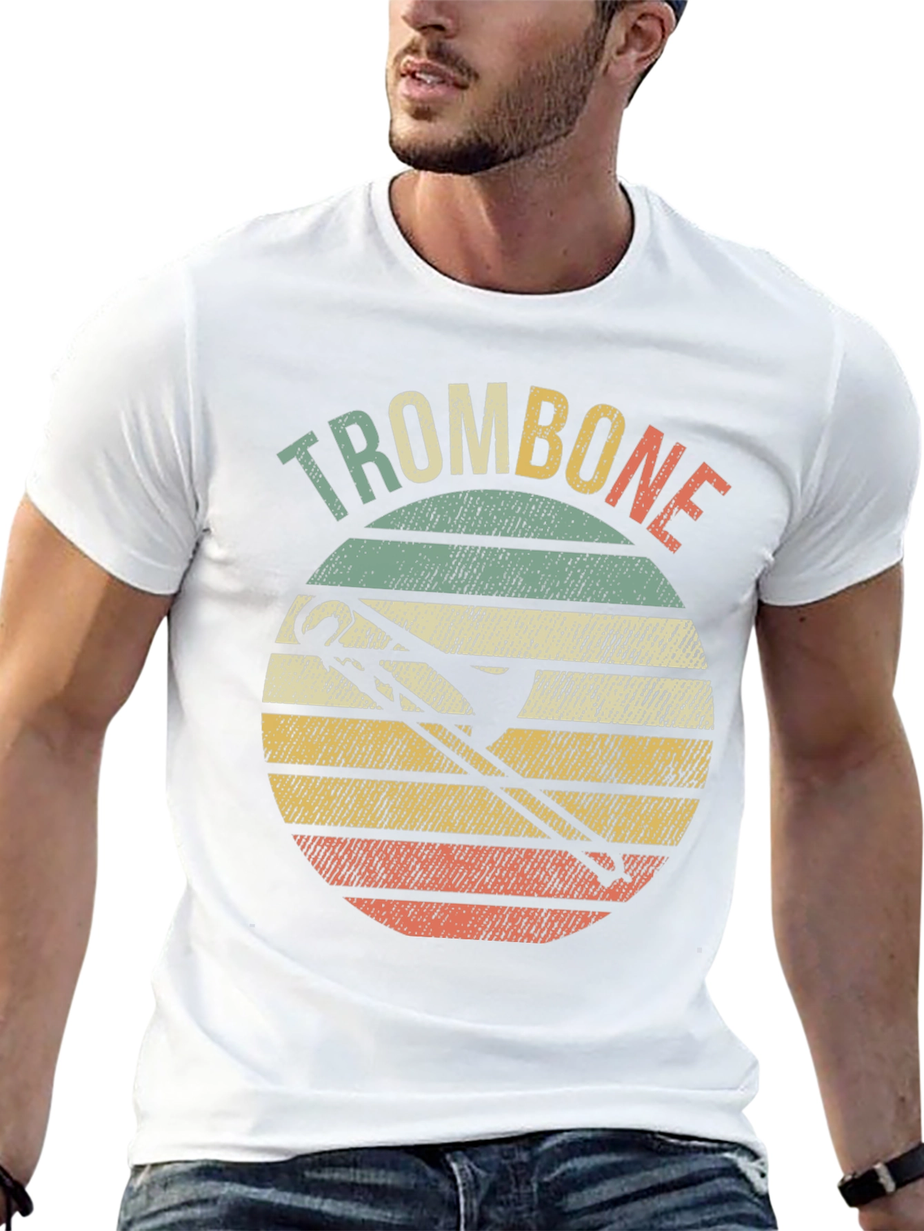 Retro Trombone Sunset Music T-Shirt