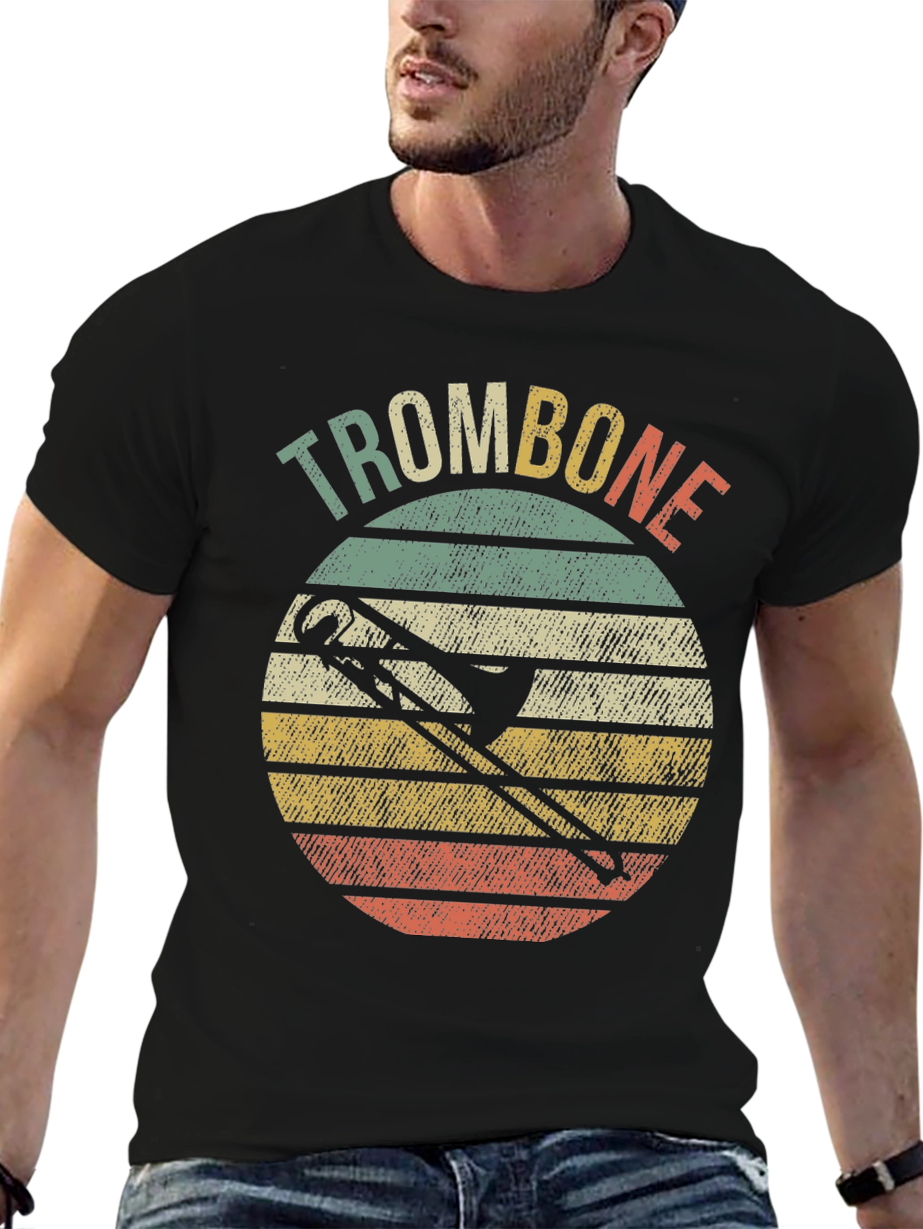 Retro Trombone Sunset Music T-Shirt
