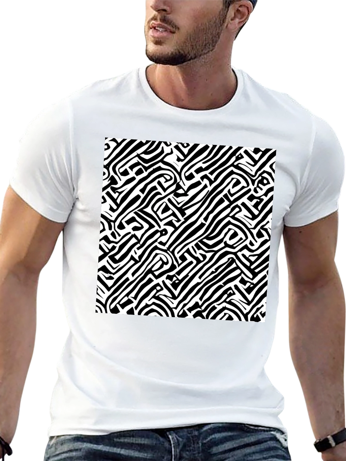 Abstract Black and White Graphic Tee
