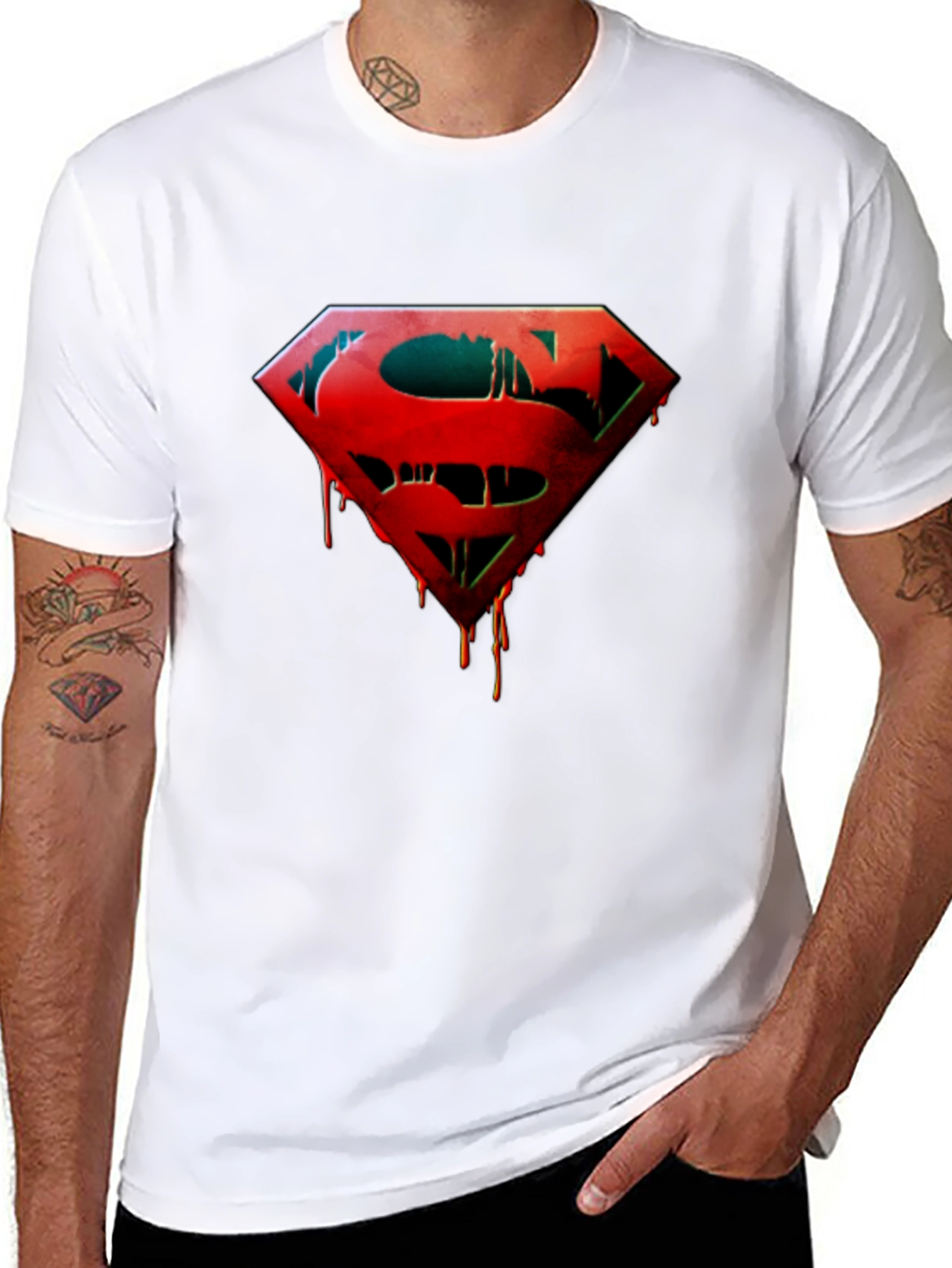 Superman Drip Graphic Black T-Shirt