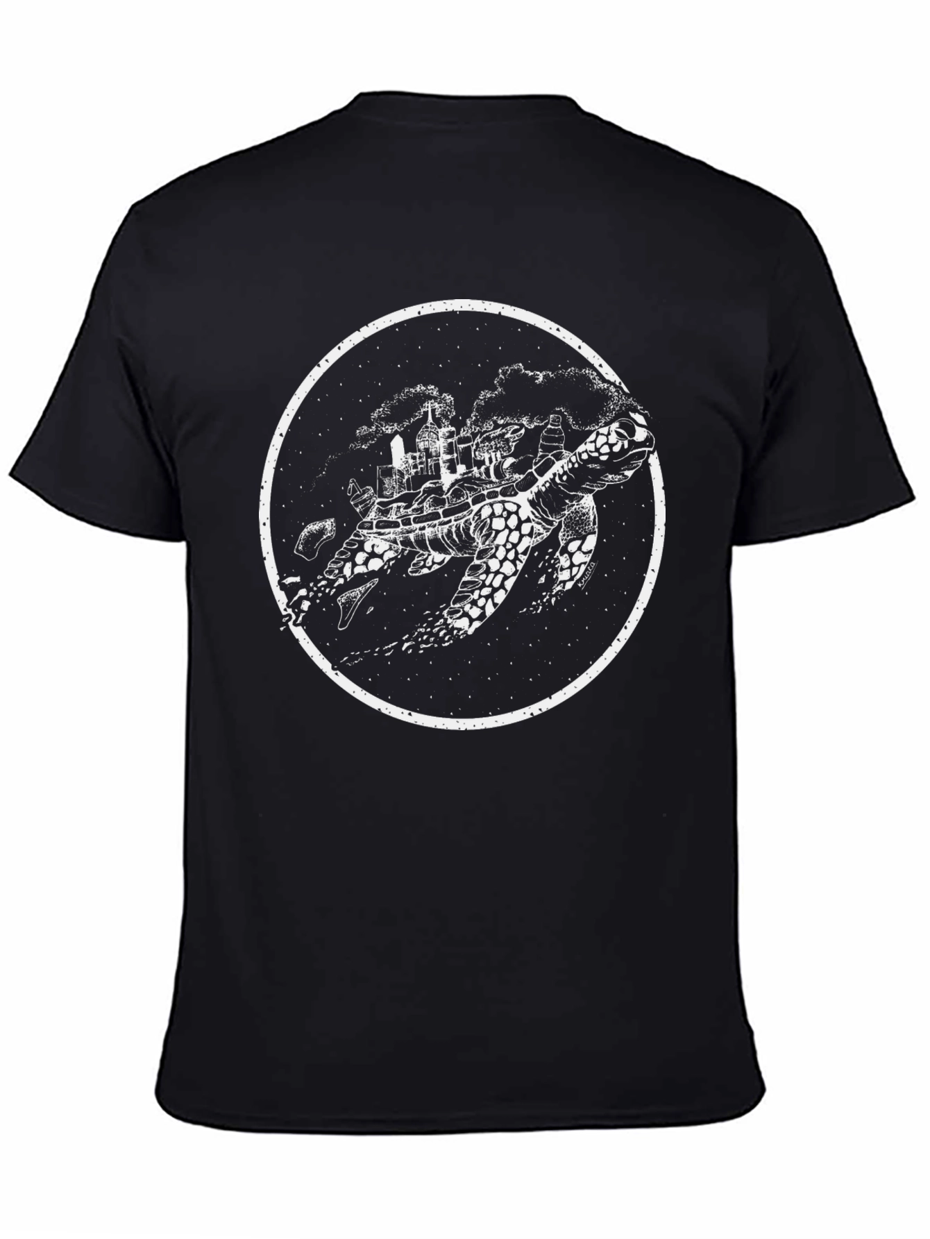 Turtle City Graphic Tee - Black Cotton T-Shirt