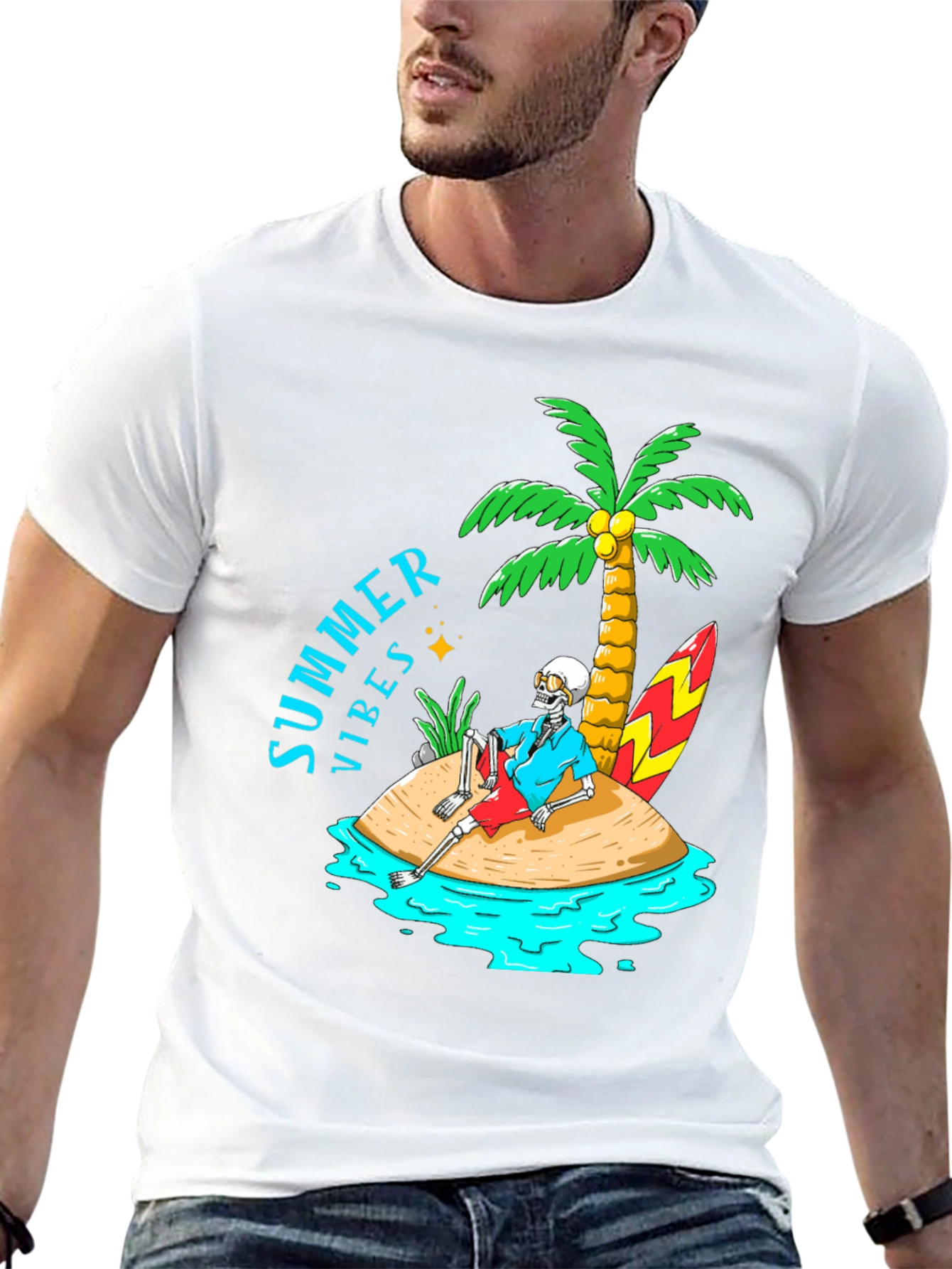 Summer Vibes Skeleton Island Graphic Tee