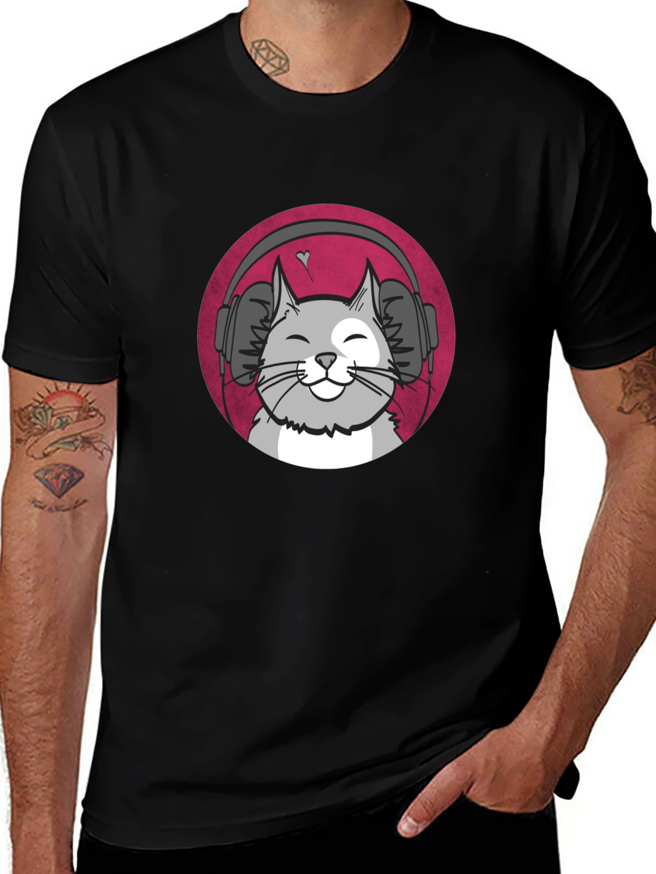 Cool Cat Headphones Graphic T-Shirt
