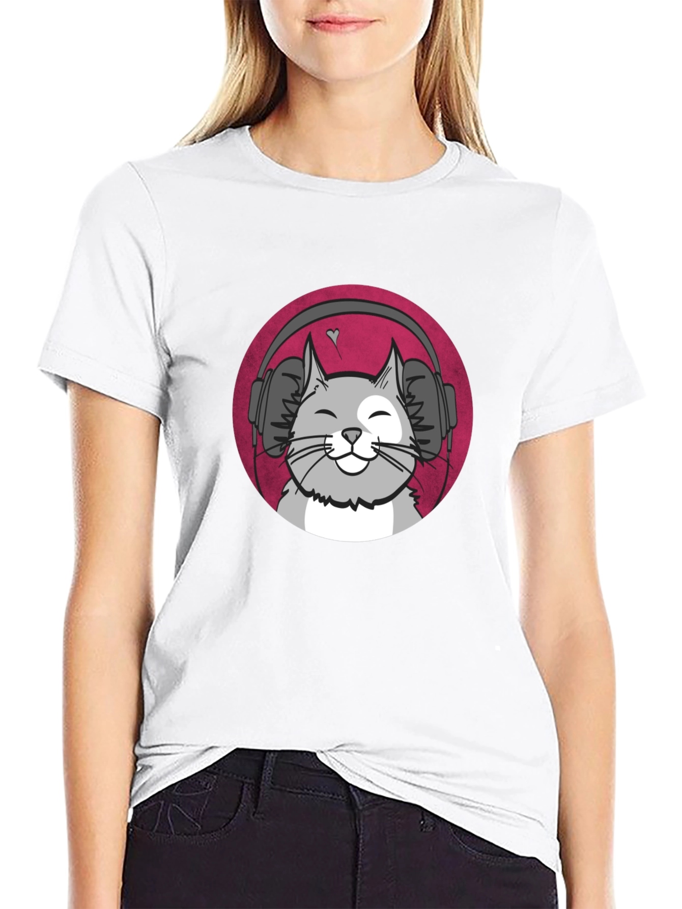 Cool Cat Headphones Graphic T-Shirt