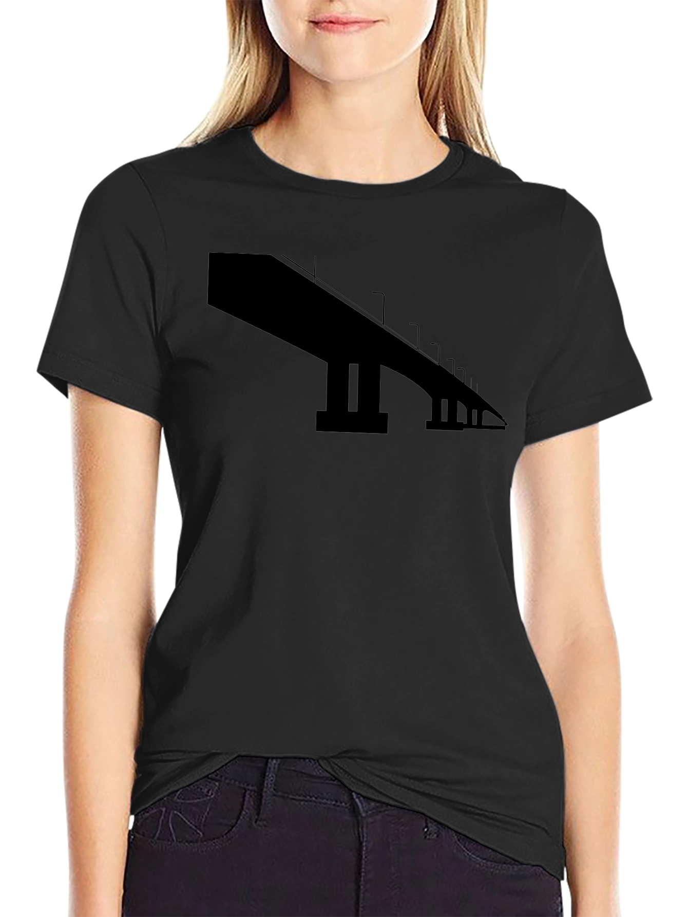 Abstract Bridge Graphic Black T-Shirt