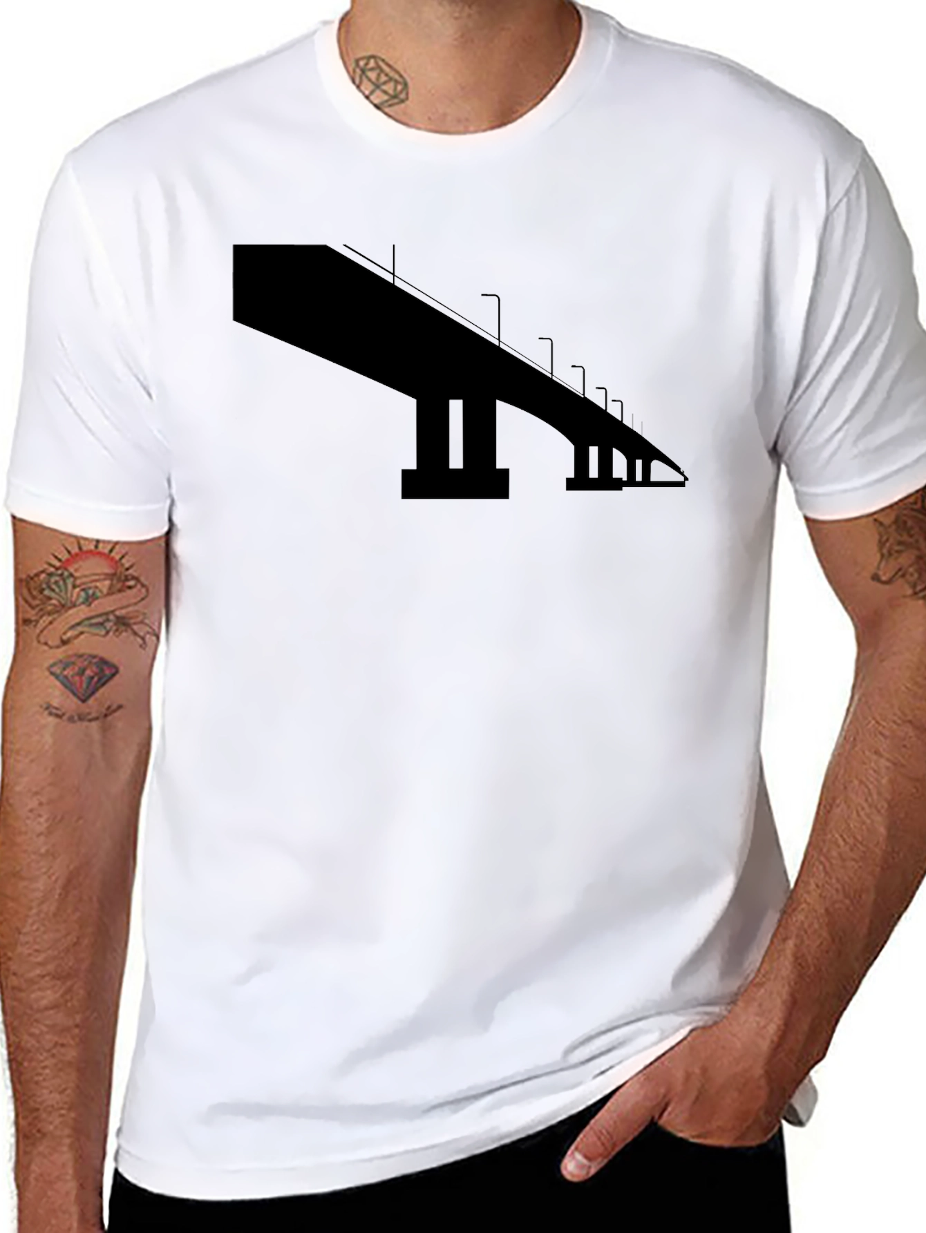 Abstract Bridge Graphic Black T-Shirt