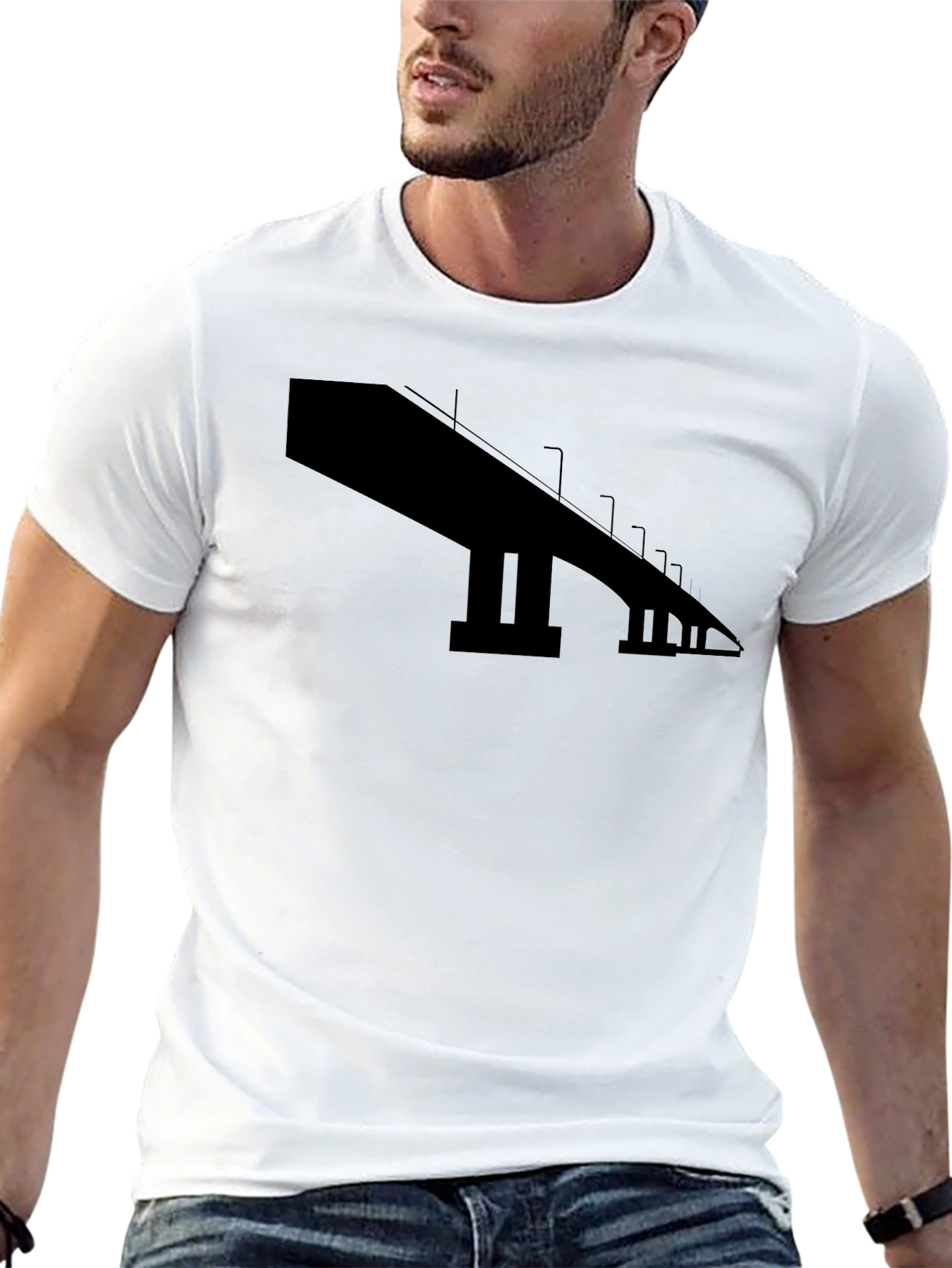 Abstract Bridge Graphic Black T-Shirt