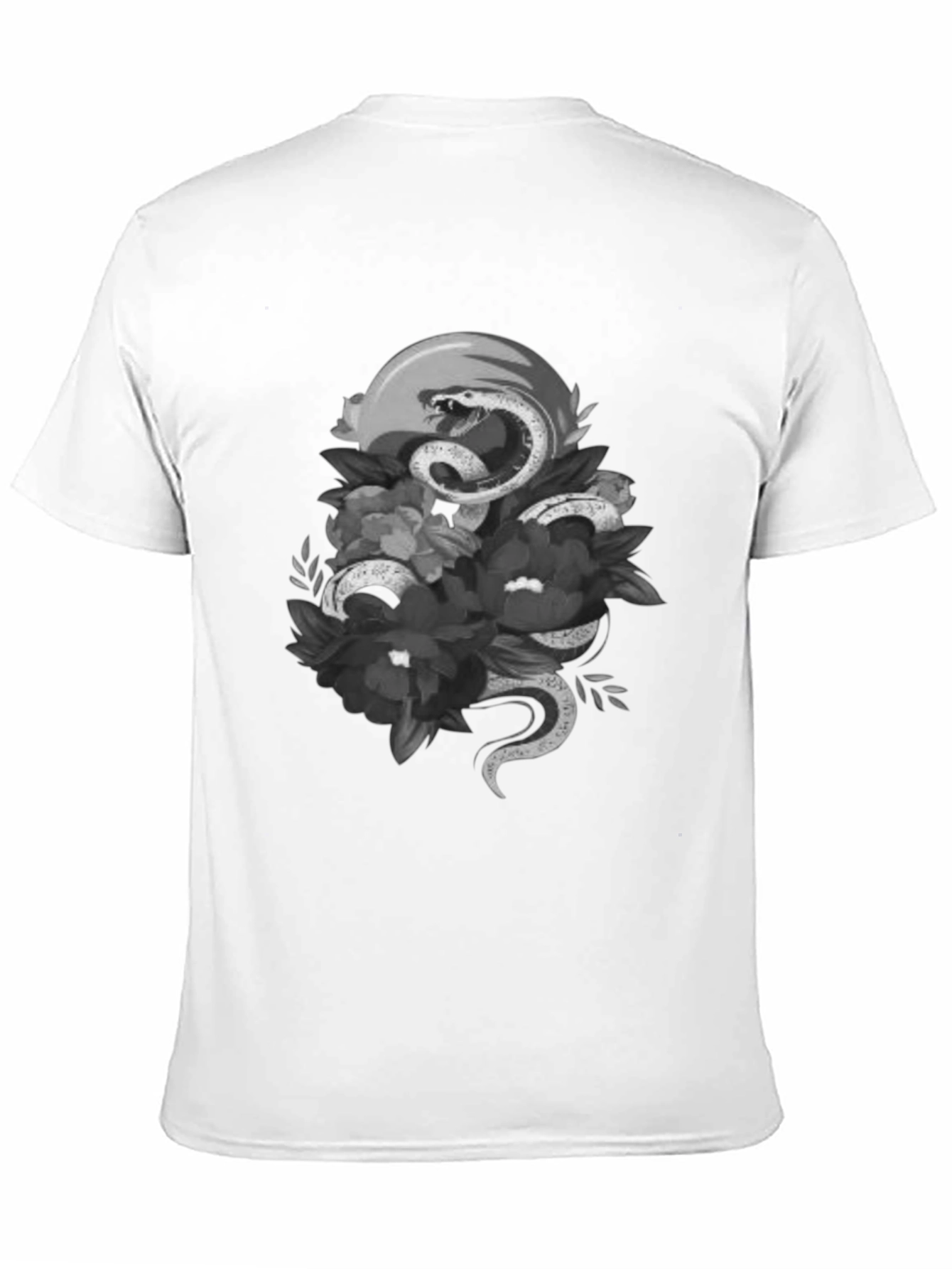 Snake & Floral Graphic Tee - Unique Design