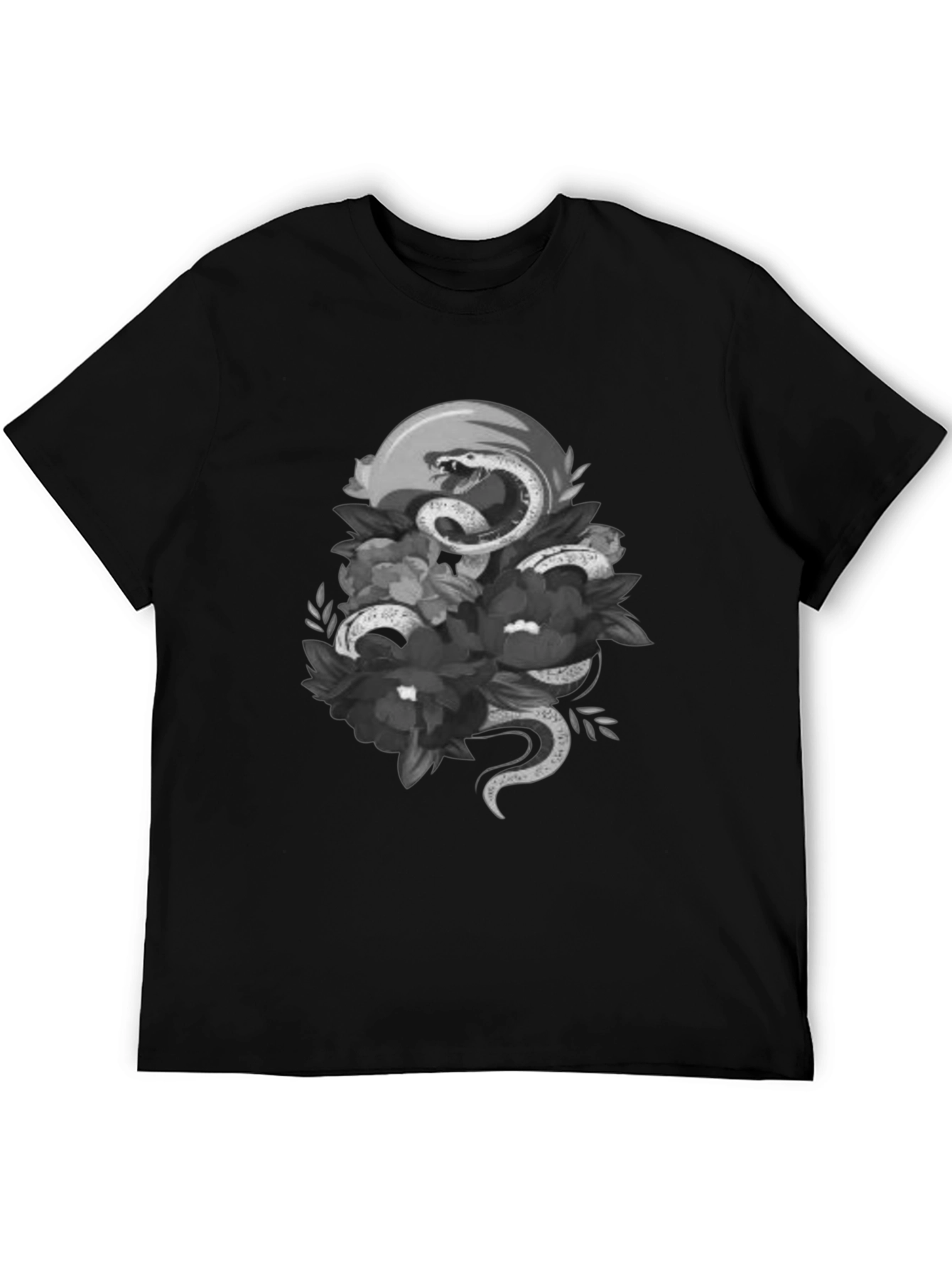Snake & Floral Graphic Tee - Unique Design