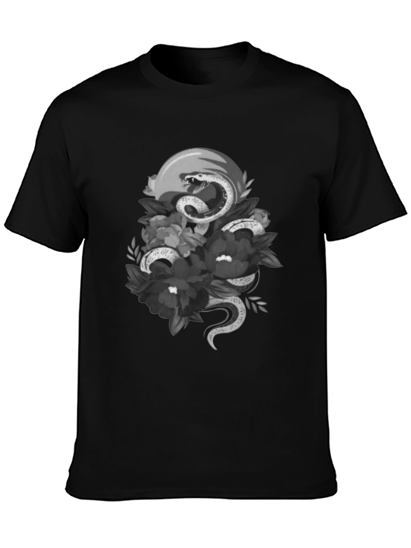 Snake & Floral Graphic Tee - Unique Design