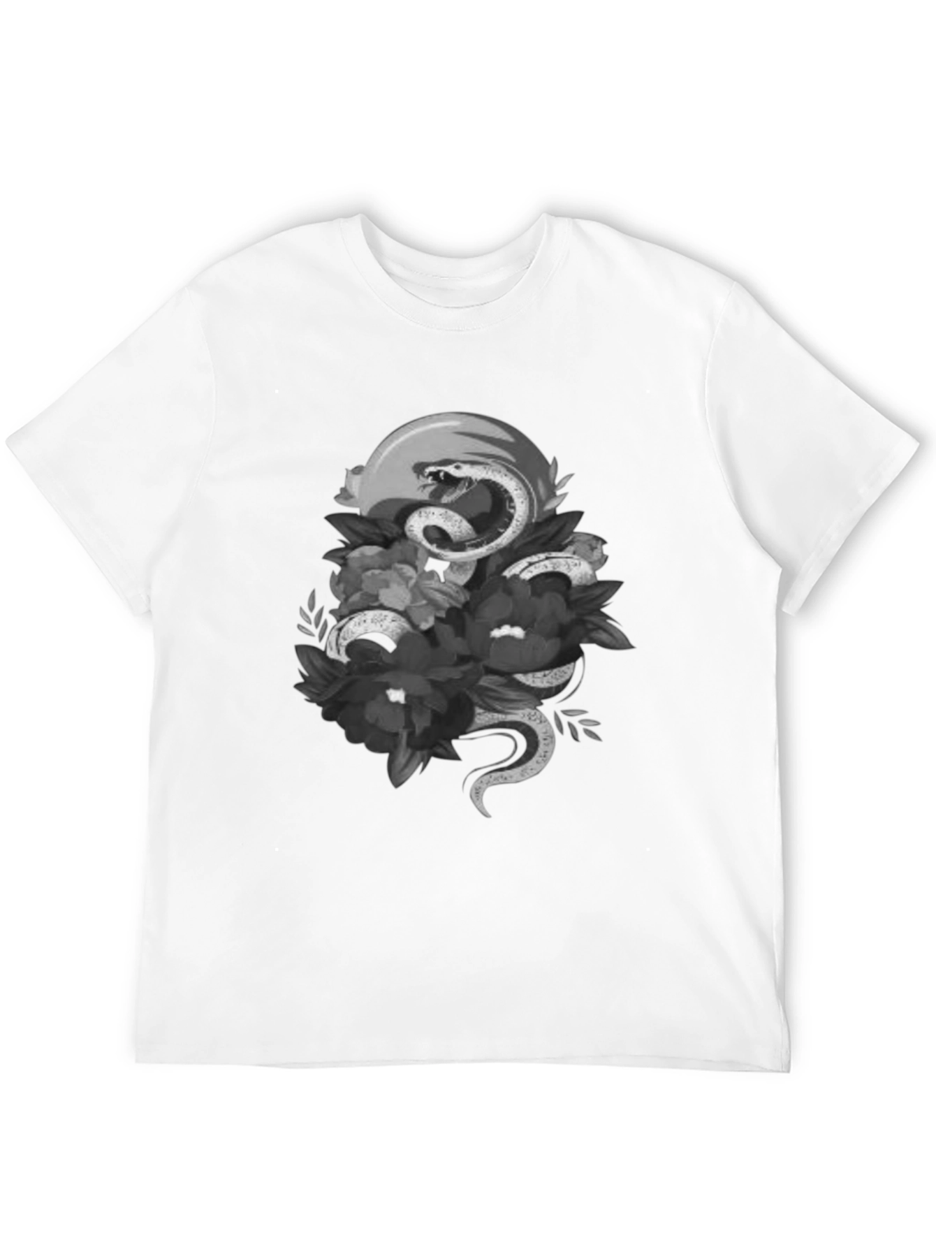 Snake & Floral Graphic Tee - Unique Design