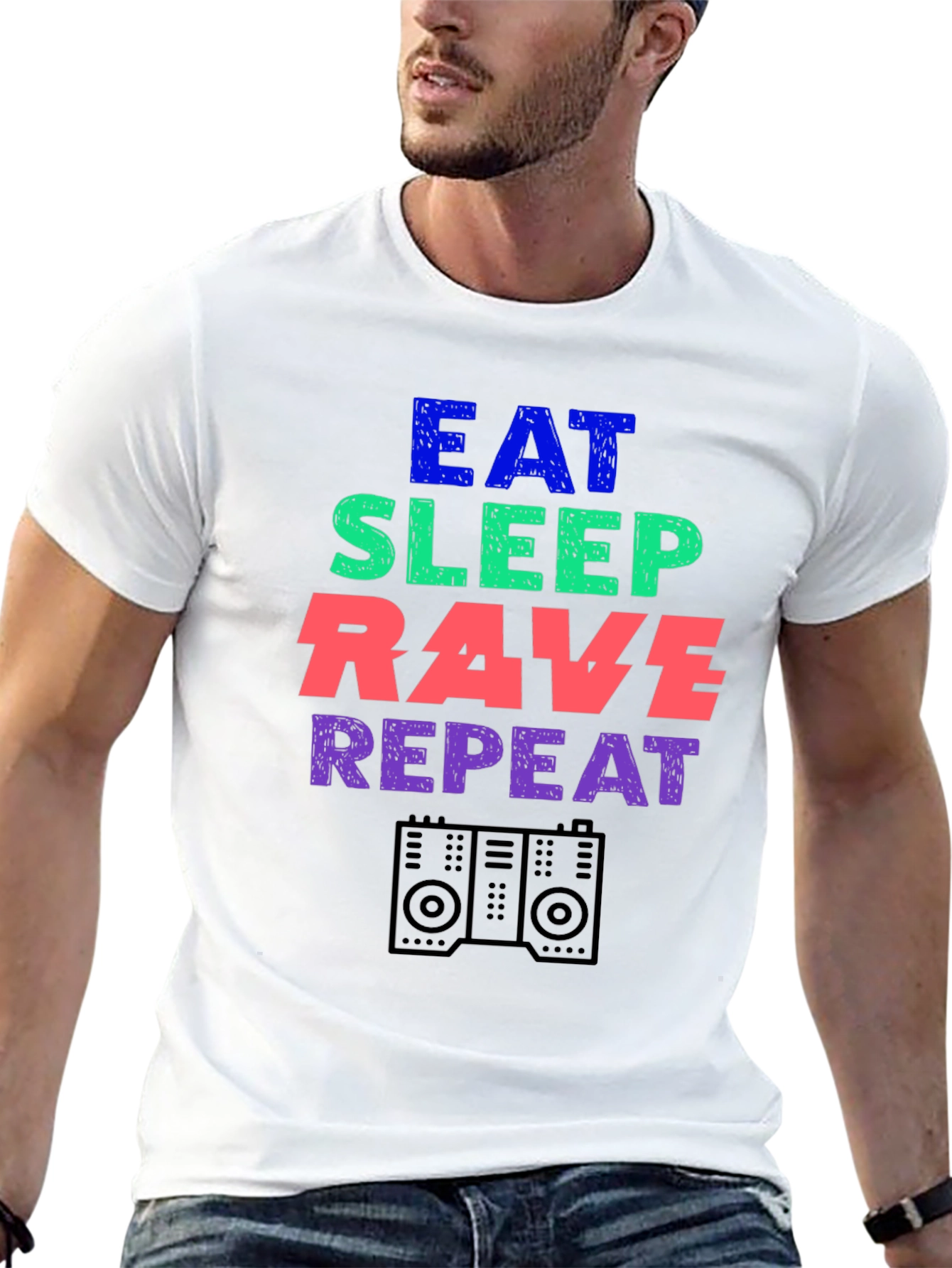 Eat Sleep Rave Repeat T-Shirt - EDM Party Tee