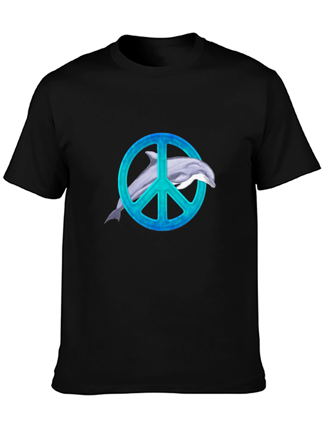 Dolphin Peace Sign Black T-Shirt