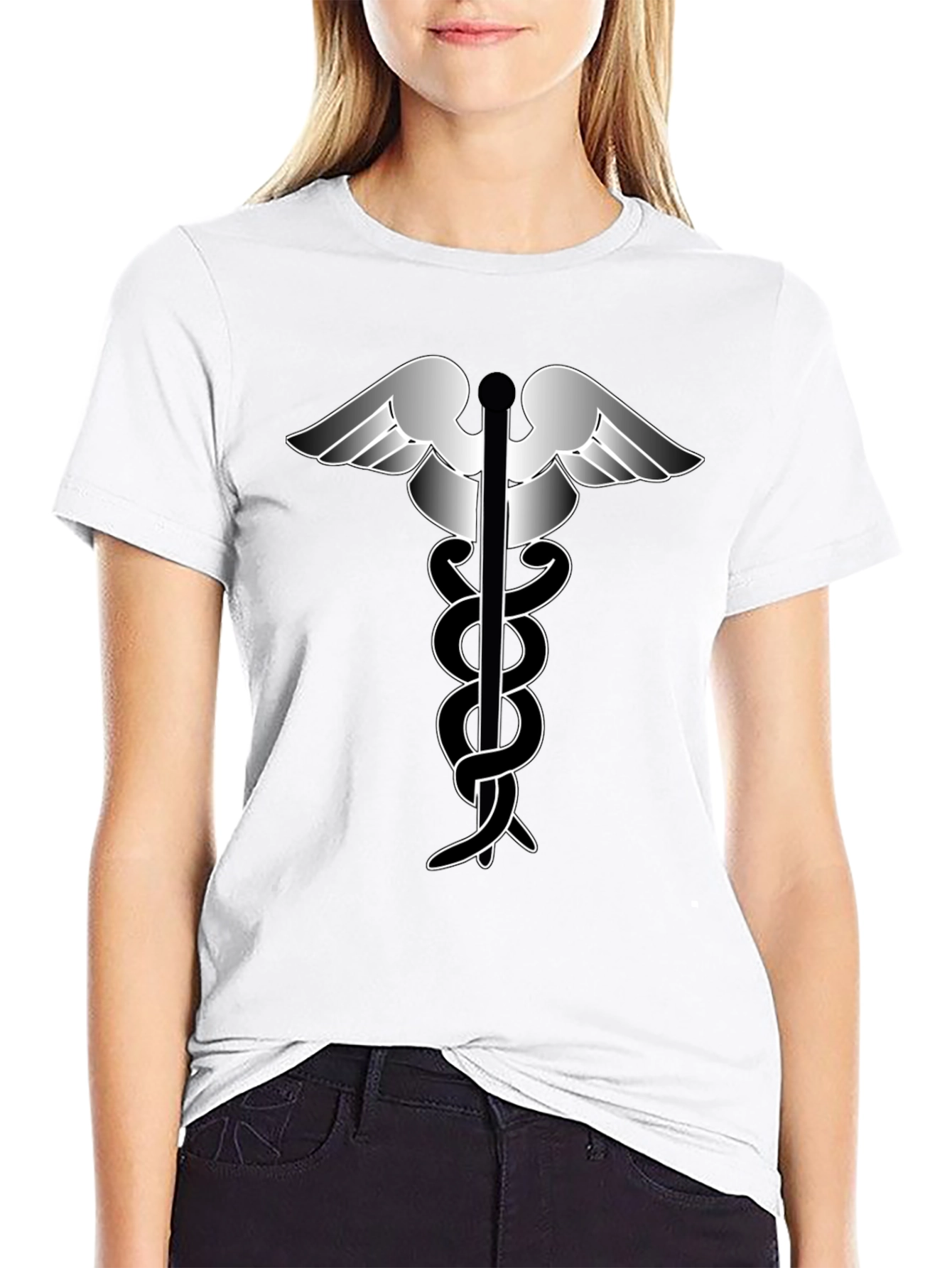 Caduceus Symbol Graphic T-Shirt - Classic Design