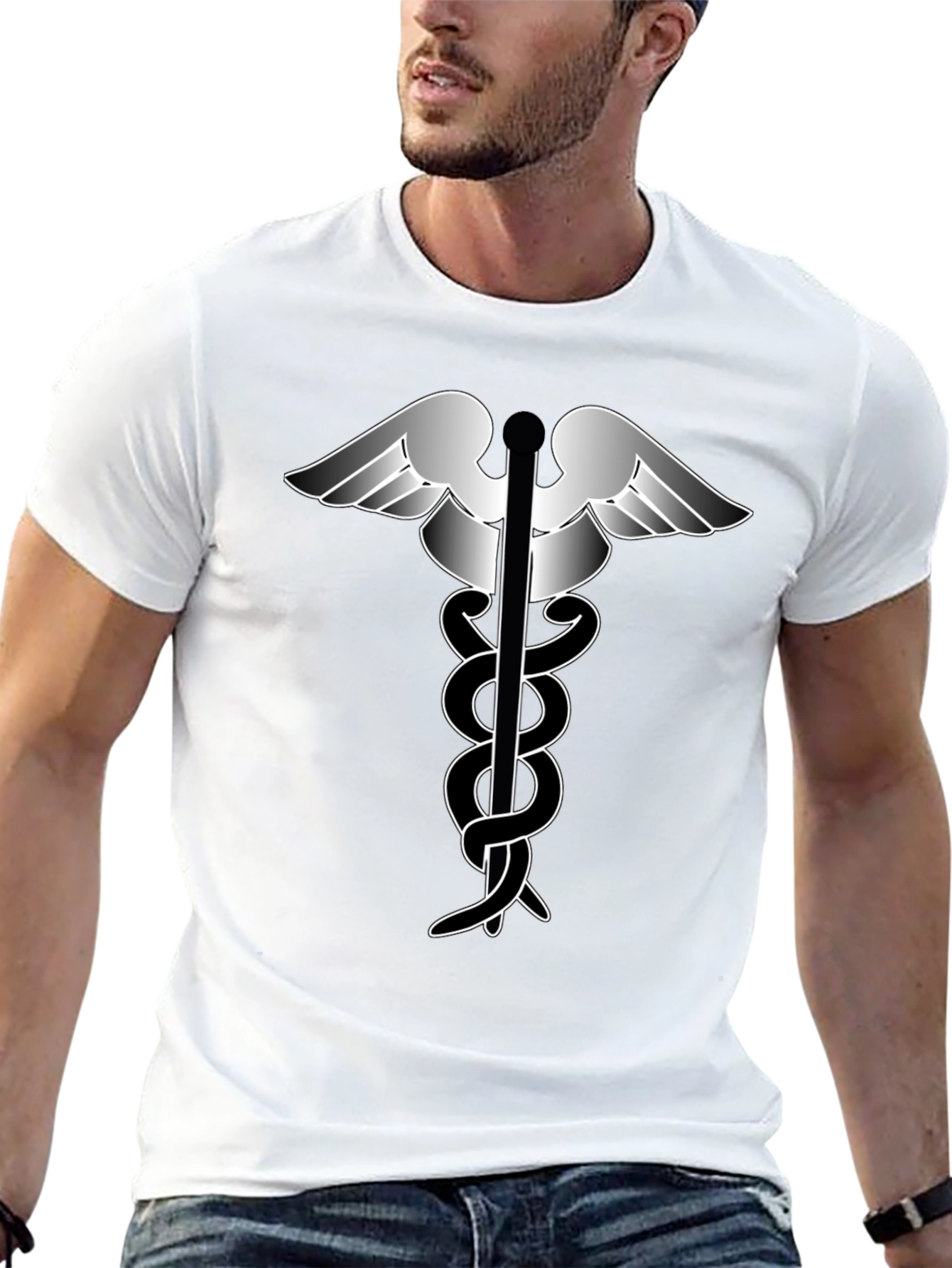 Caduceus Symbol Graphic T-Shirt - Classic Design