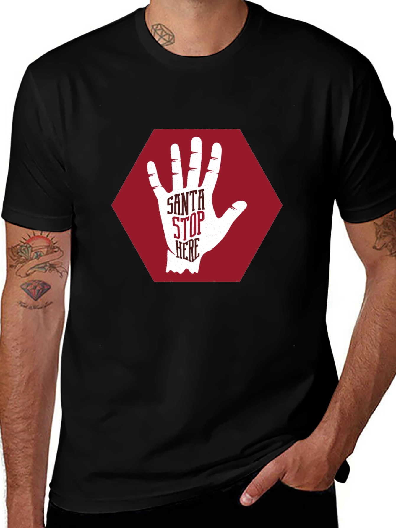 Santa Stop Here Graphic T-Shirt