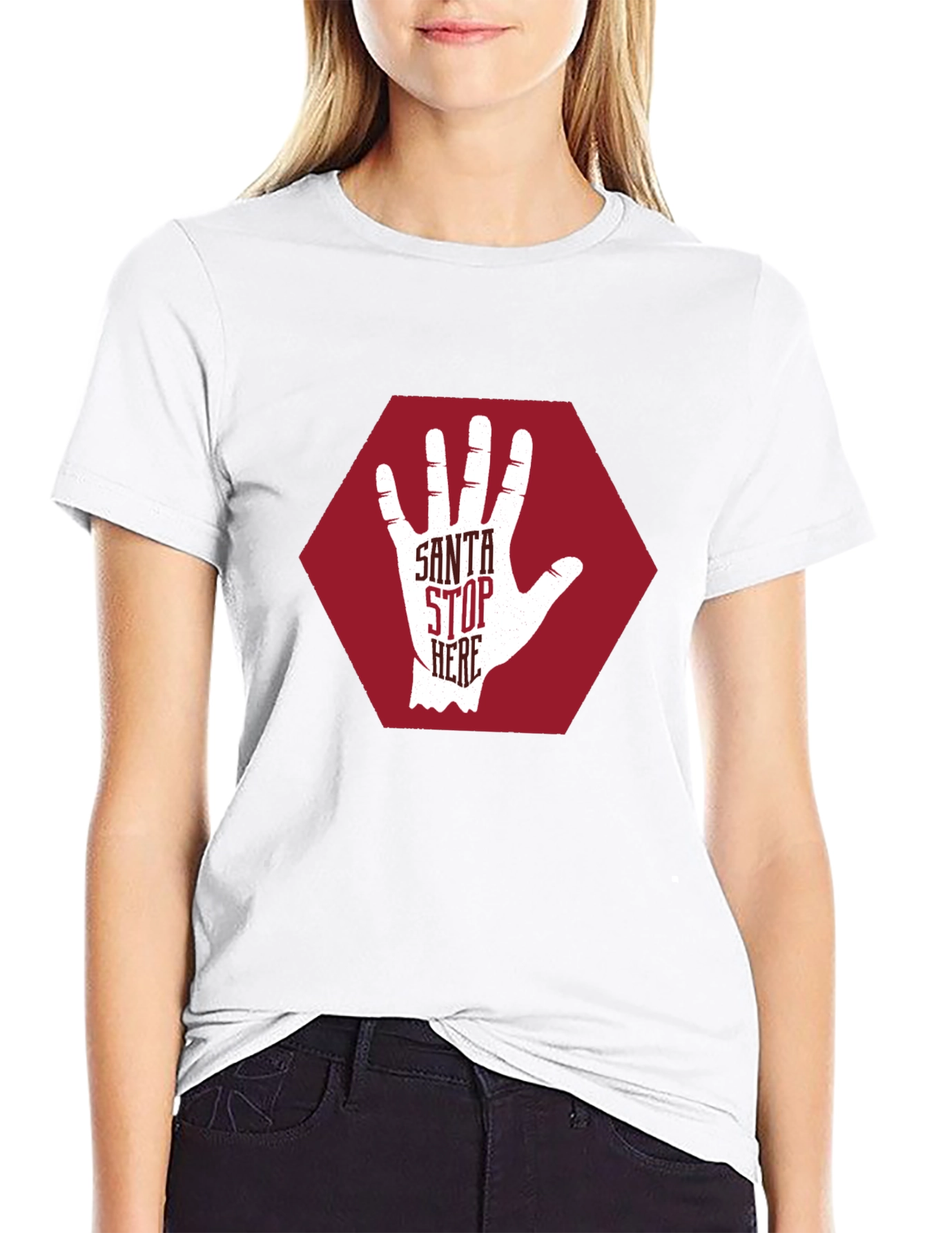 Santa Stop Here Graphic T-Shirt
