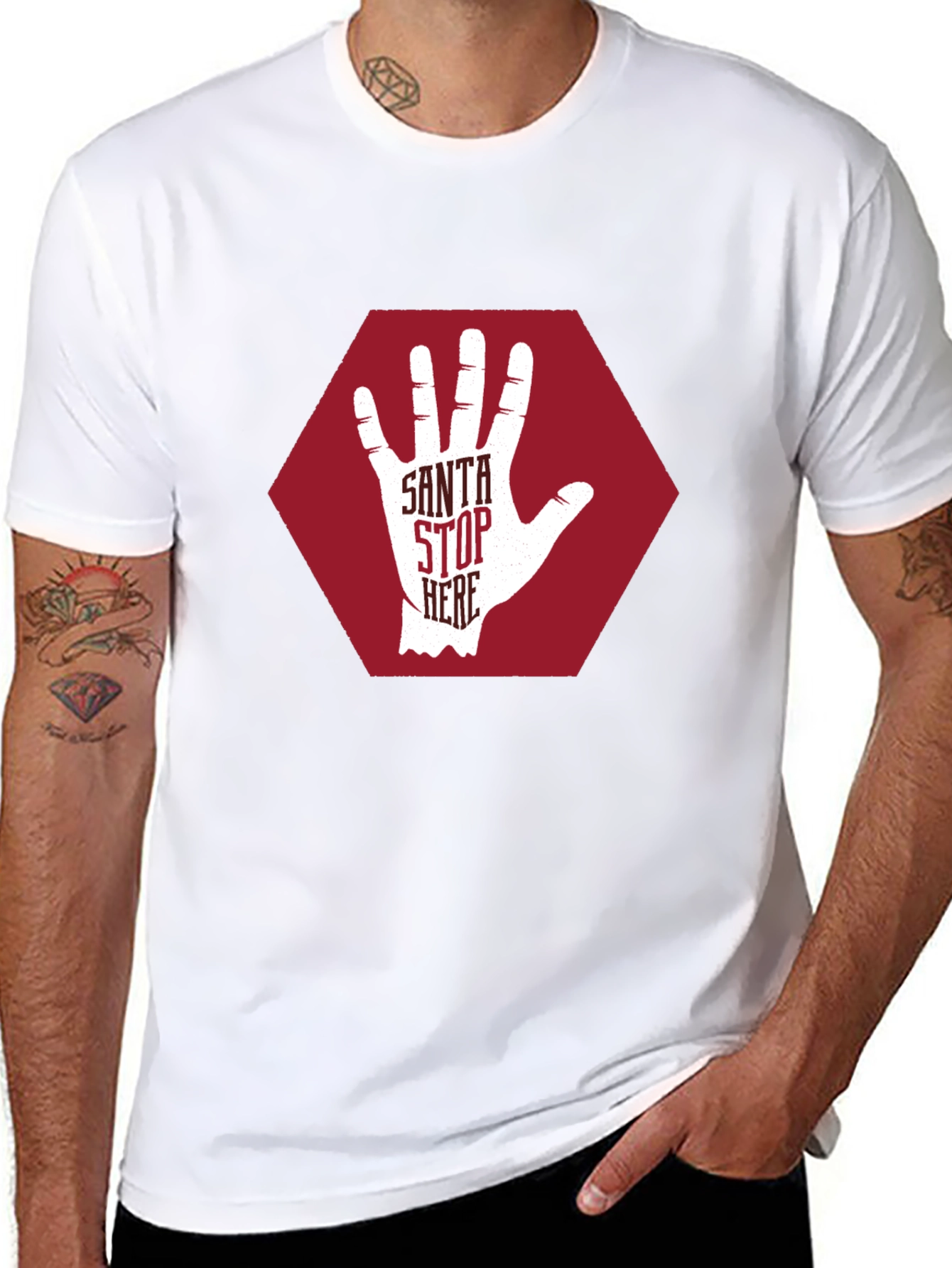 Santa Stop Here Graphic T-Shirt