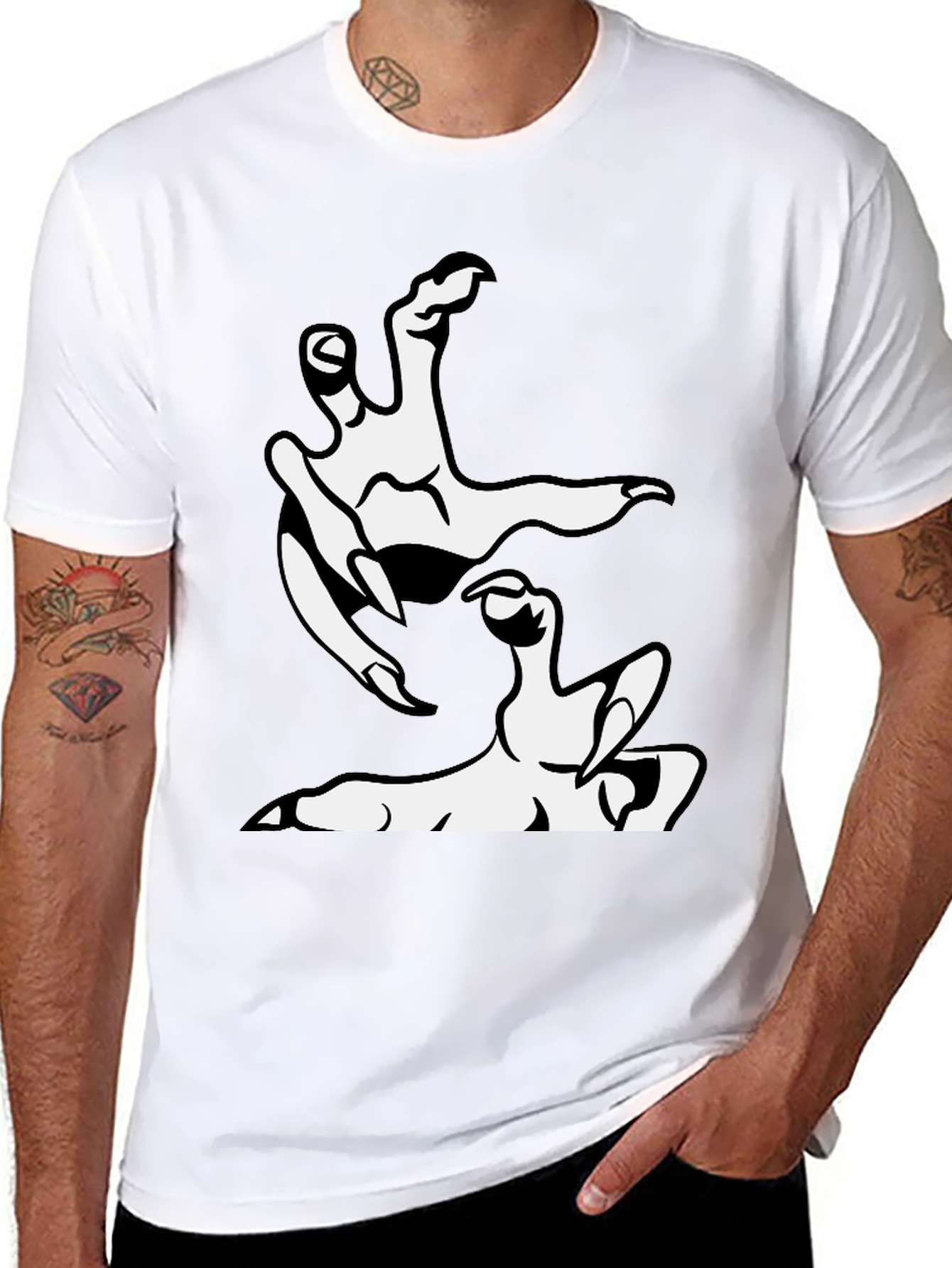 Clawing Hand Graphic Print Black T-Shirt