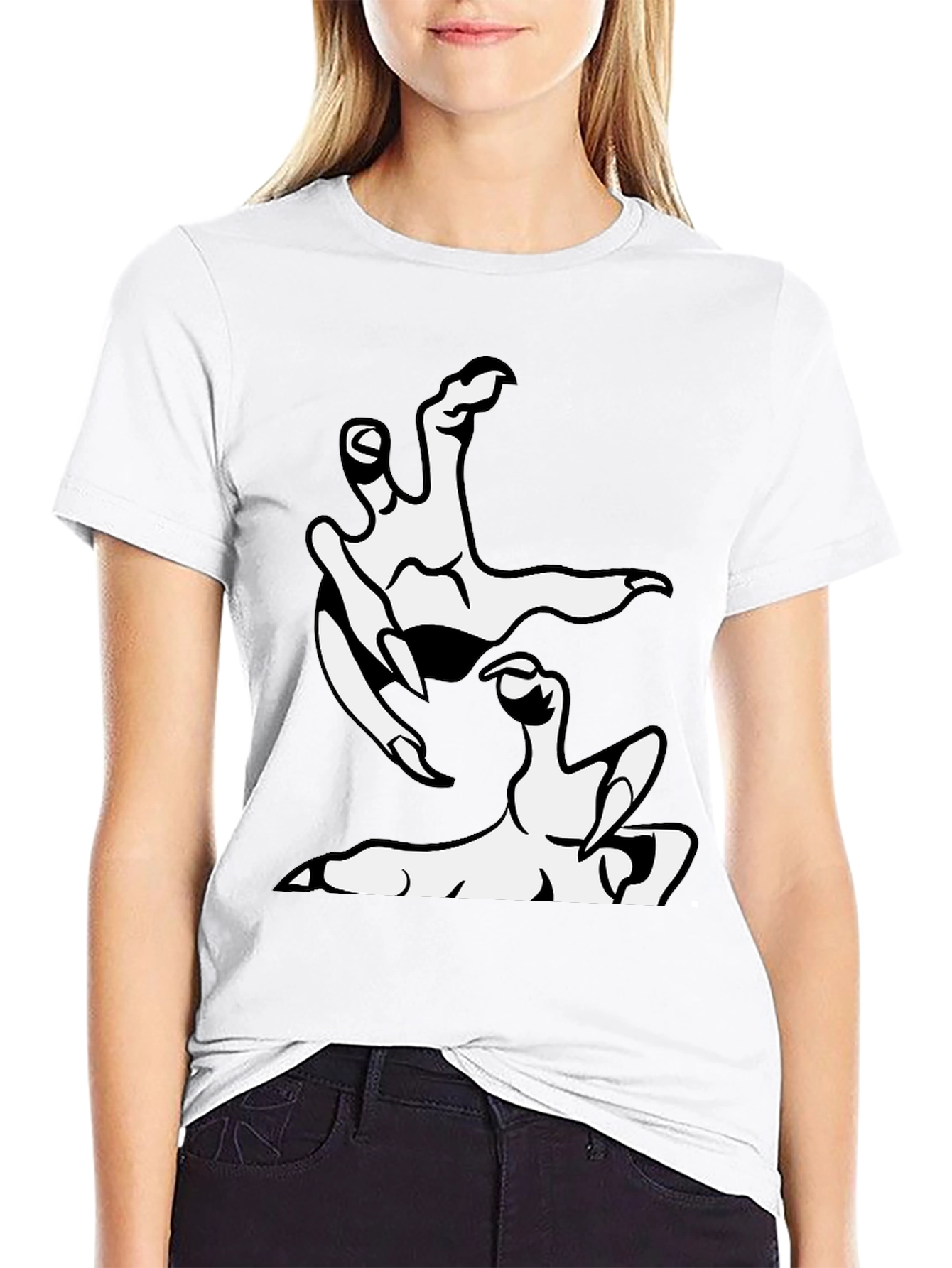 Clawing Hand Graphic Print Black T-Shirt