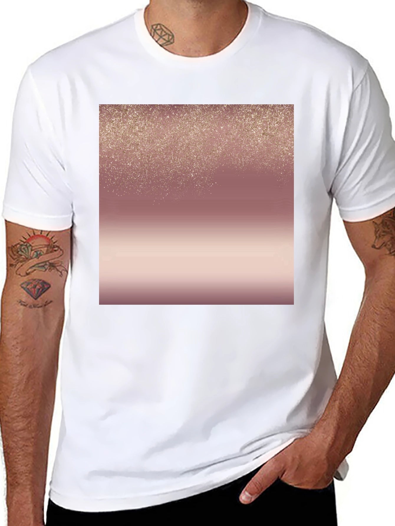 Stylish Black Tee with Rose Gold Gradient Design