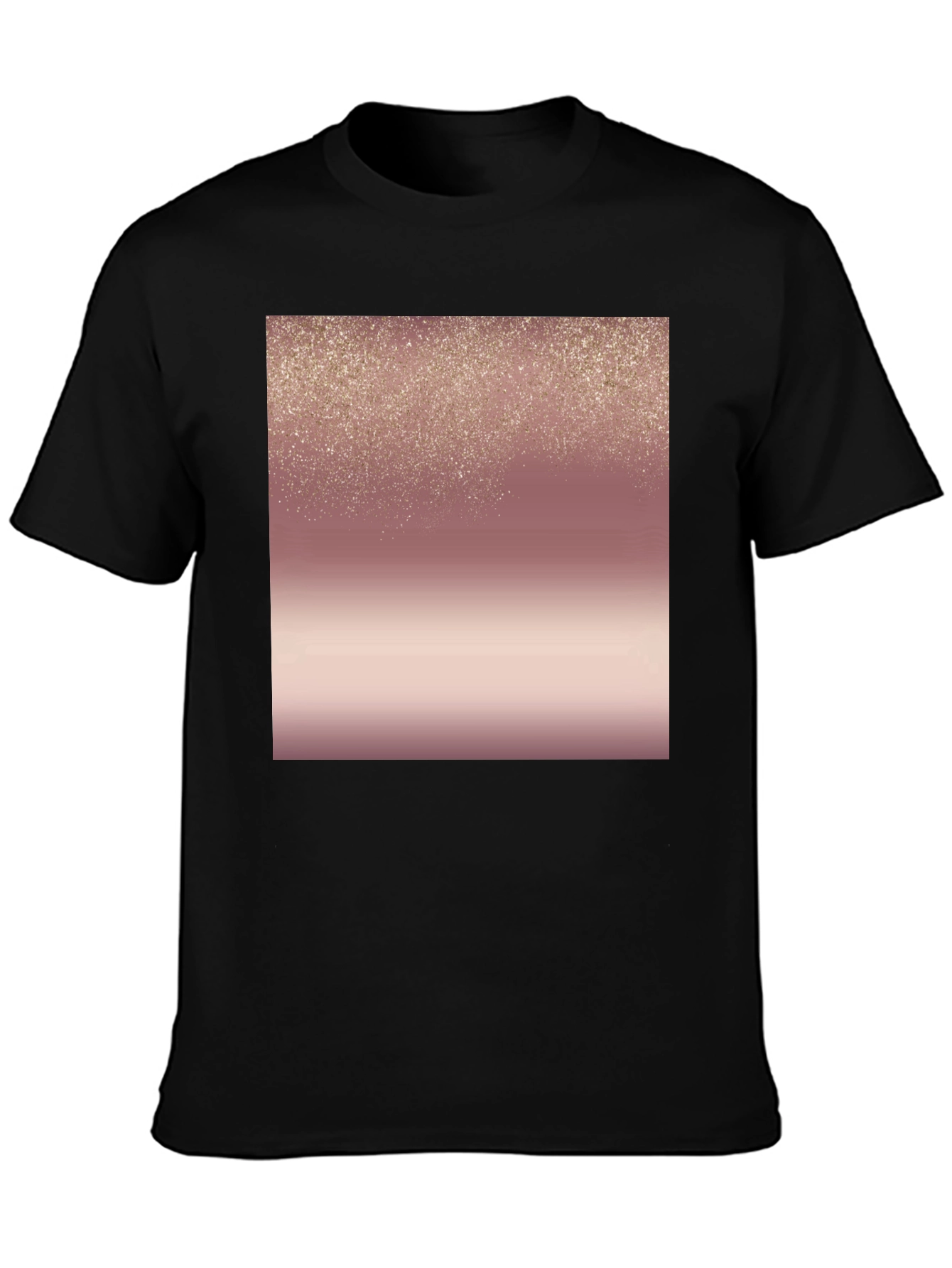 Stylish Black Tee with Rose Gold Gradient Design