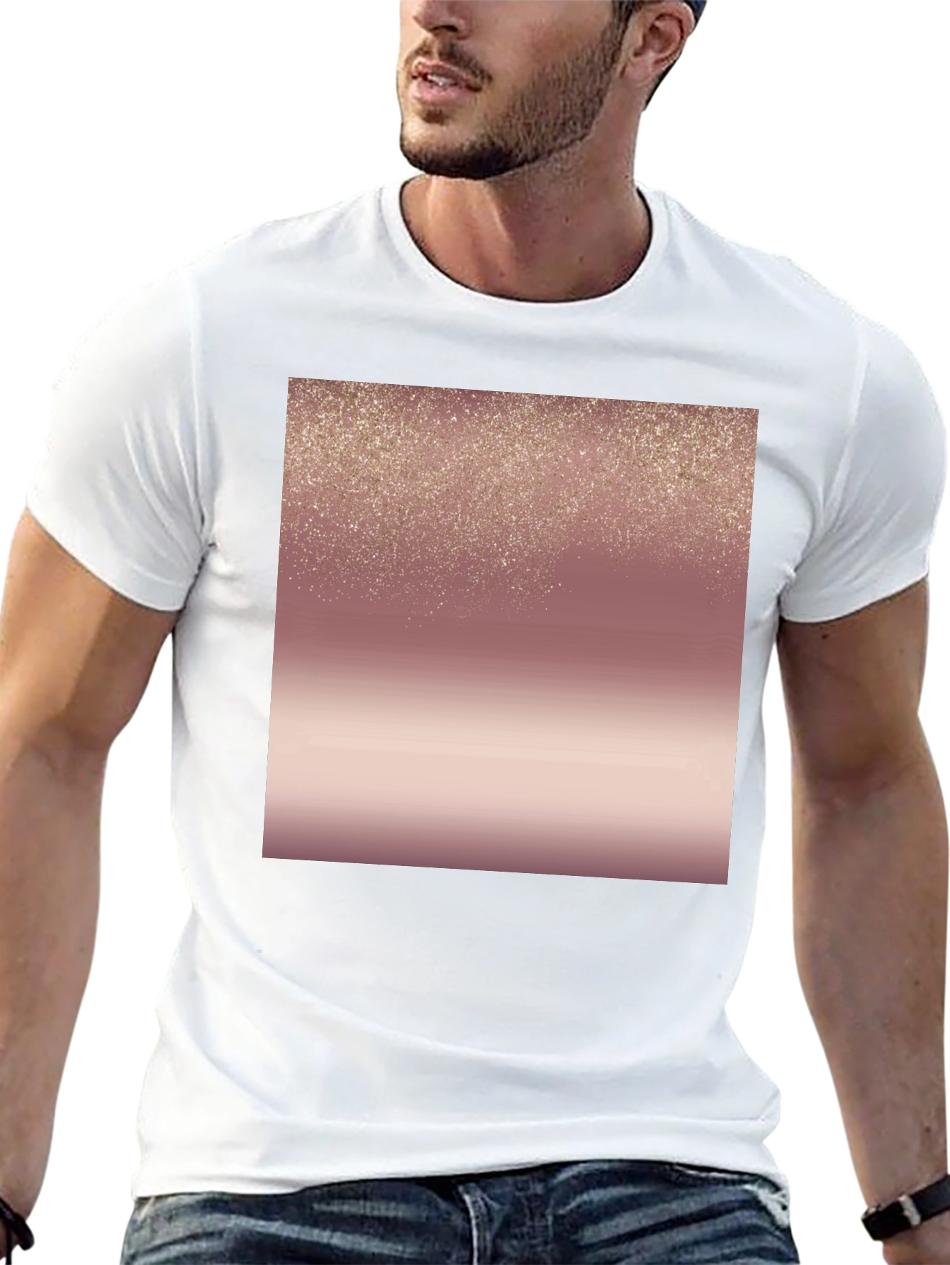 Stylish Black Tee with Rose Gold Gradient Design