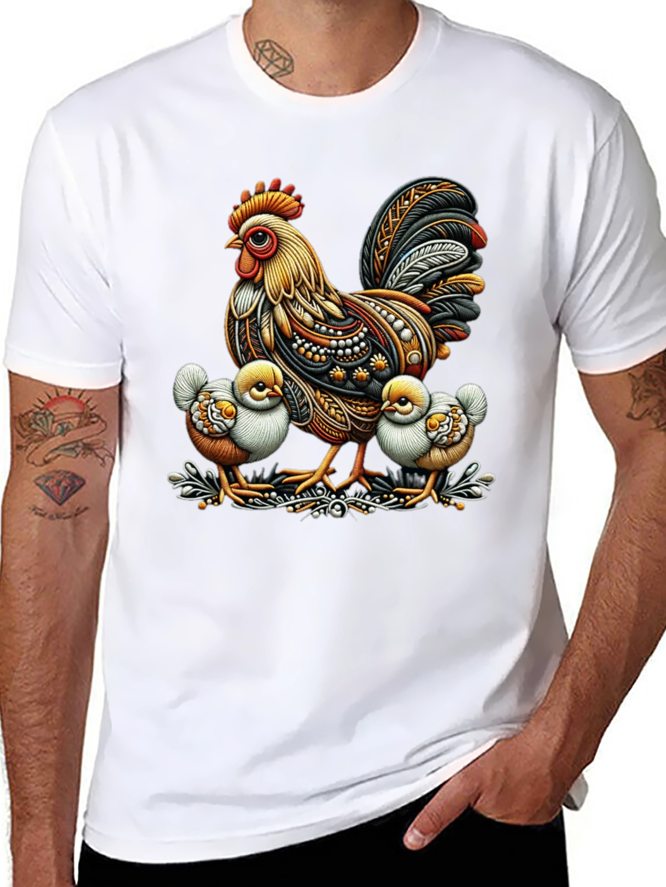 Rooster and Chicks Graphic Tee