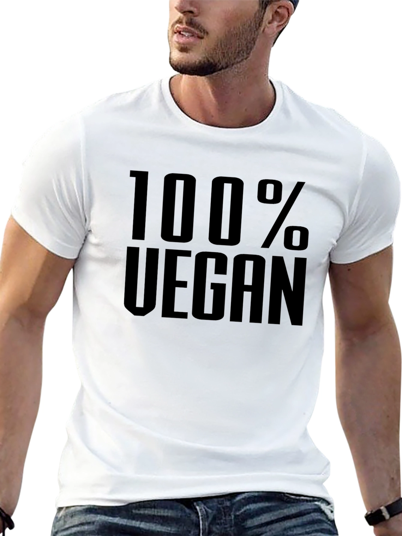 100% Vegan Graphic Tee - Black Cotton T-Shirt