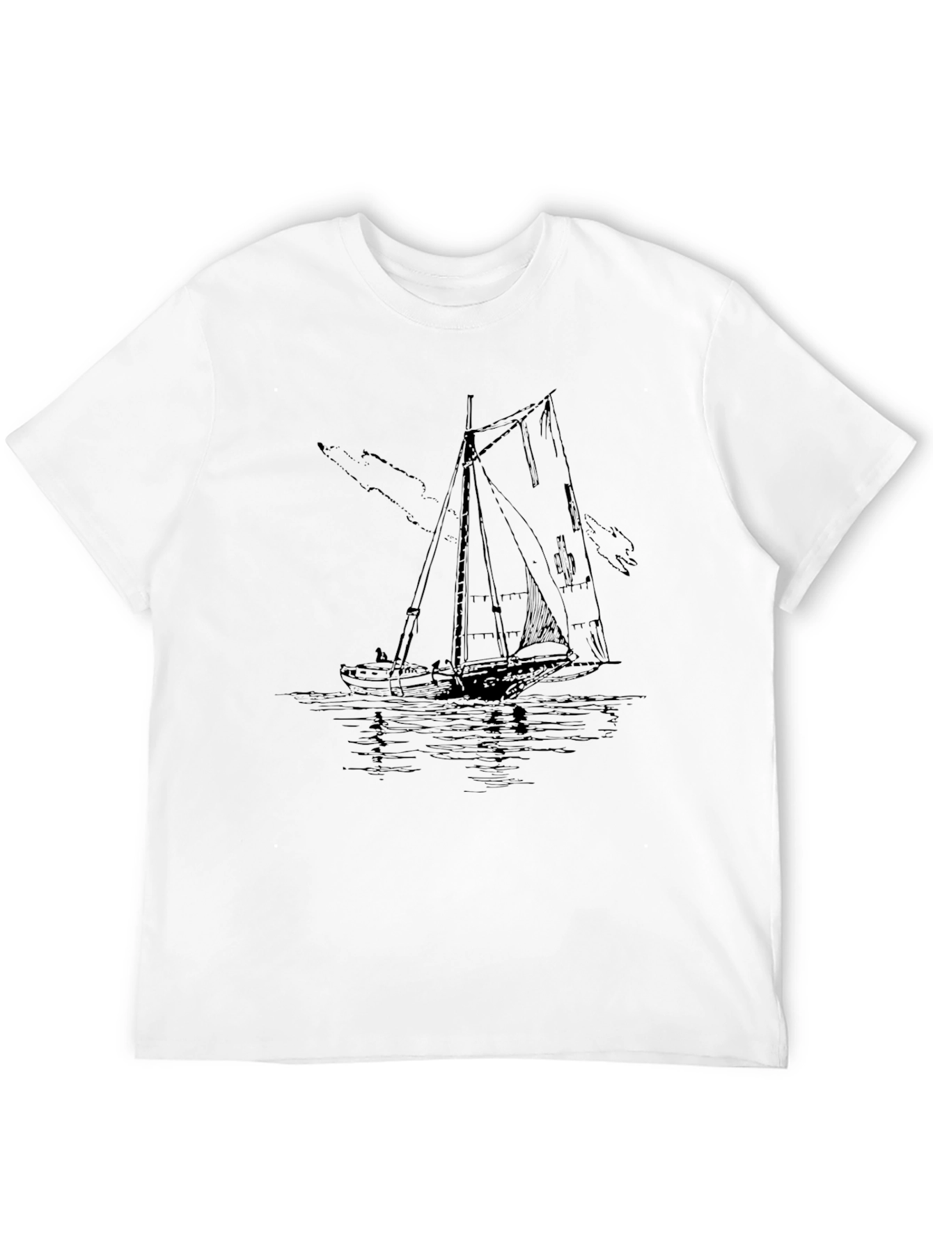Nautical Sailboat Graphic Tee - Black