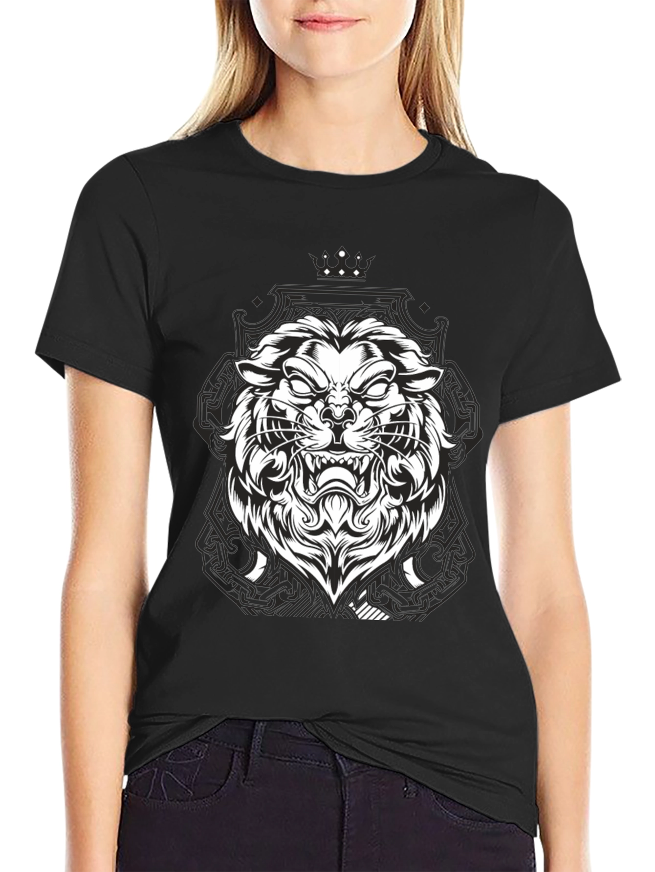 Lion Graphic Black Tee - Fierce Style
