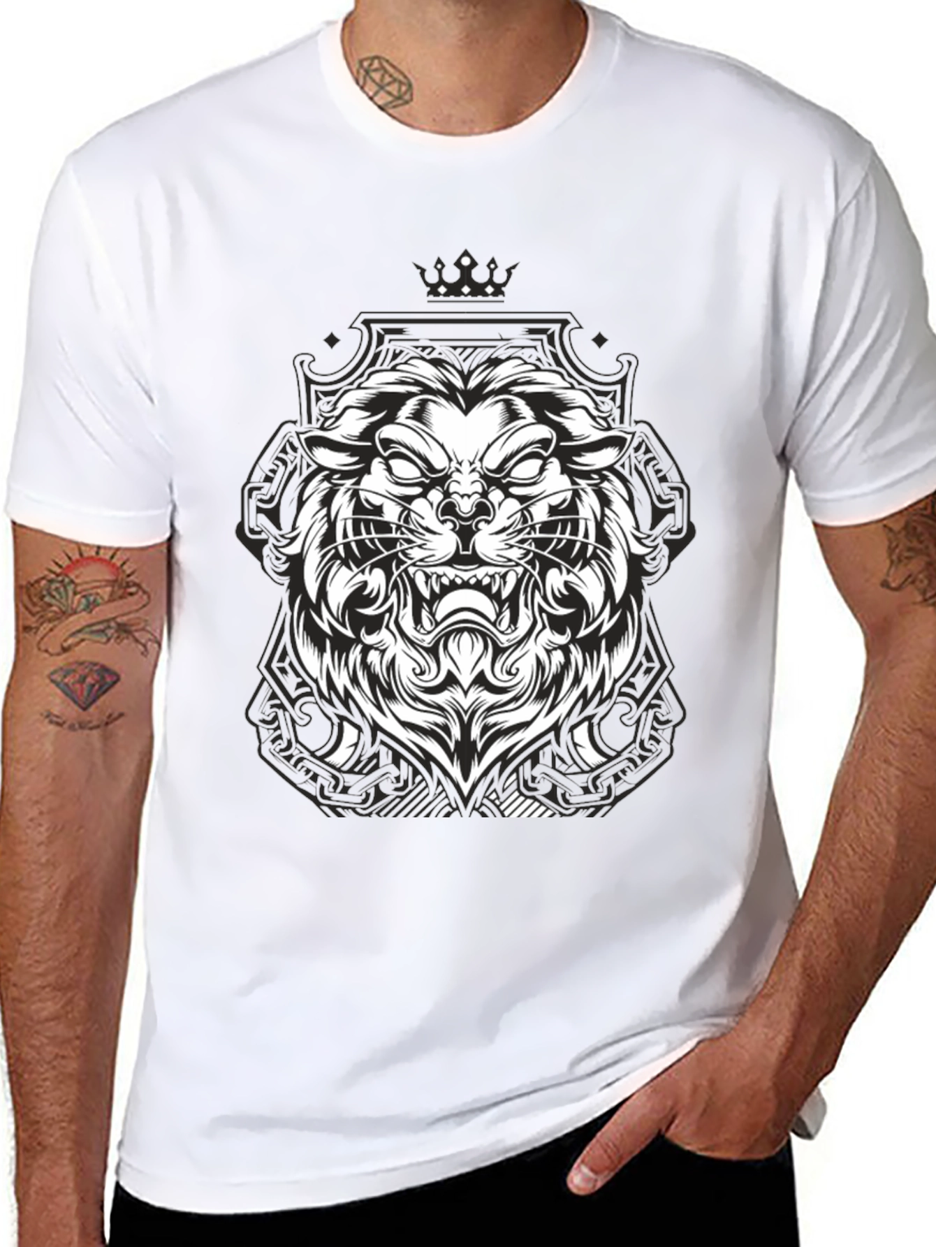Lion Graphic Black Tee - Fierce Style