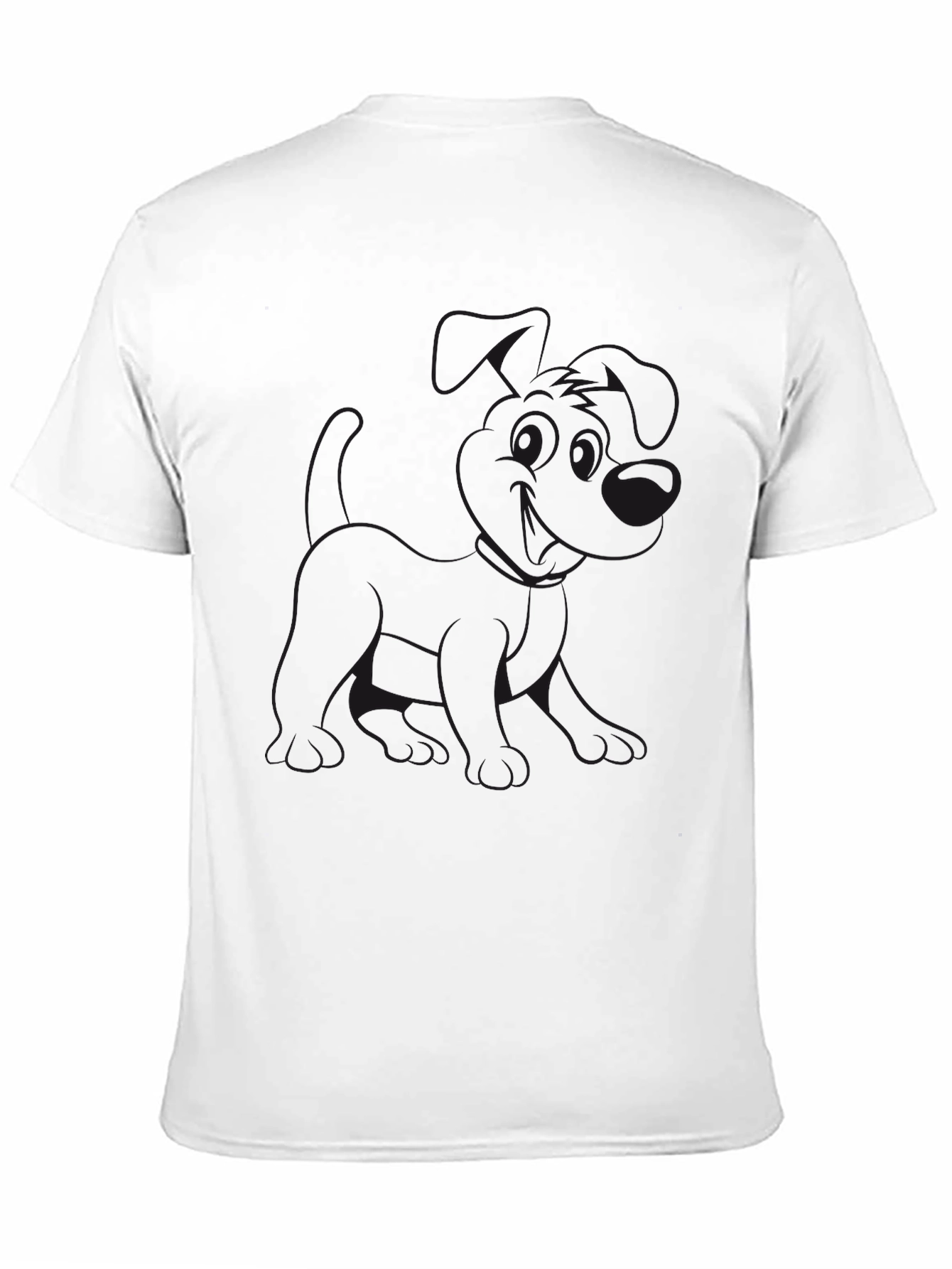 Black Crew Neck T-Shirt with Dog Graphic
