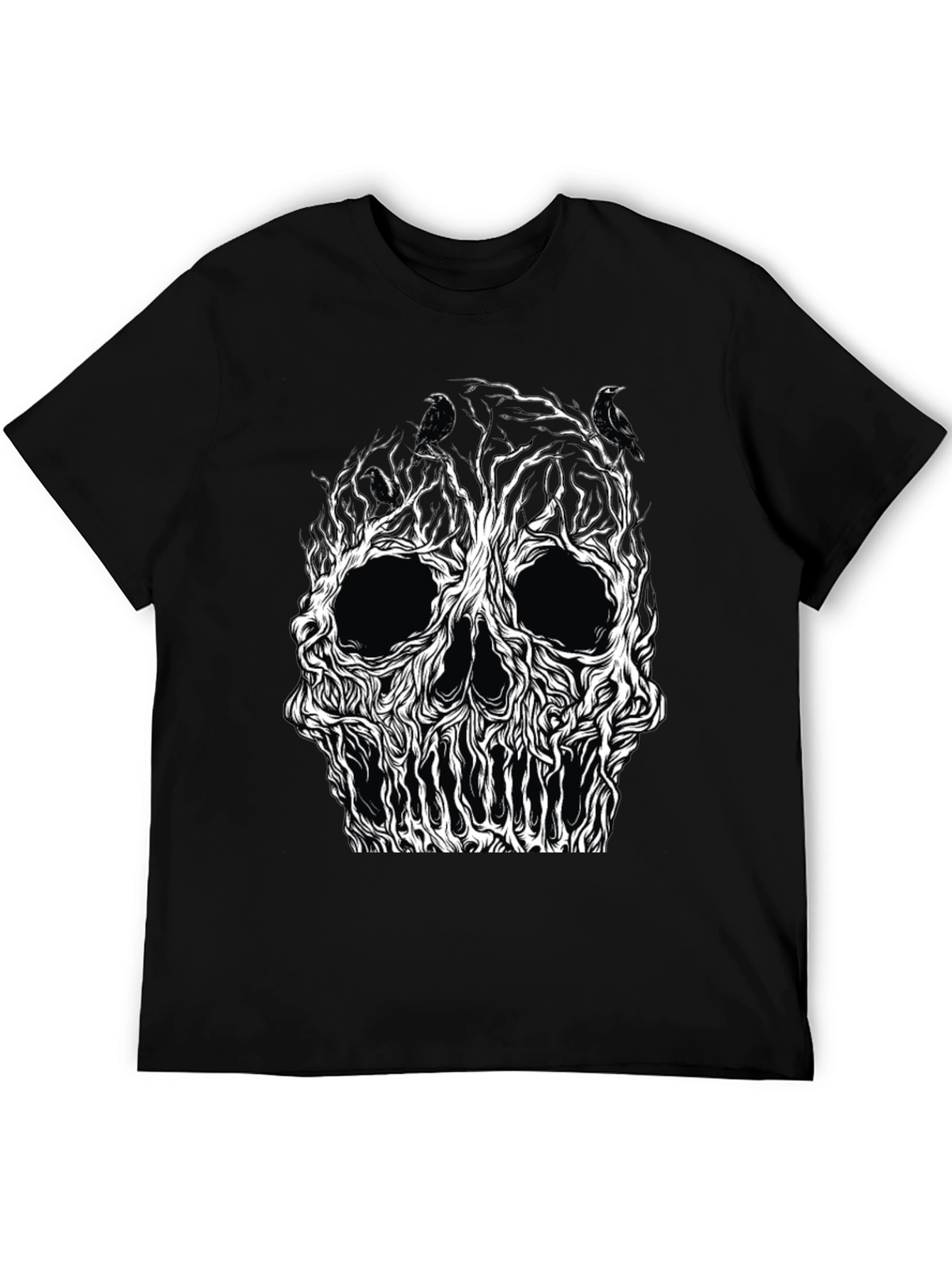 Skull Tree Raven Graphic Tee - Black