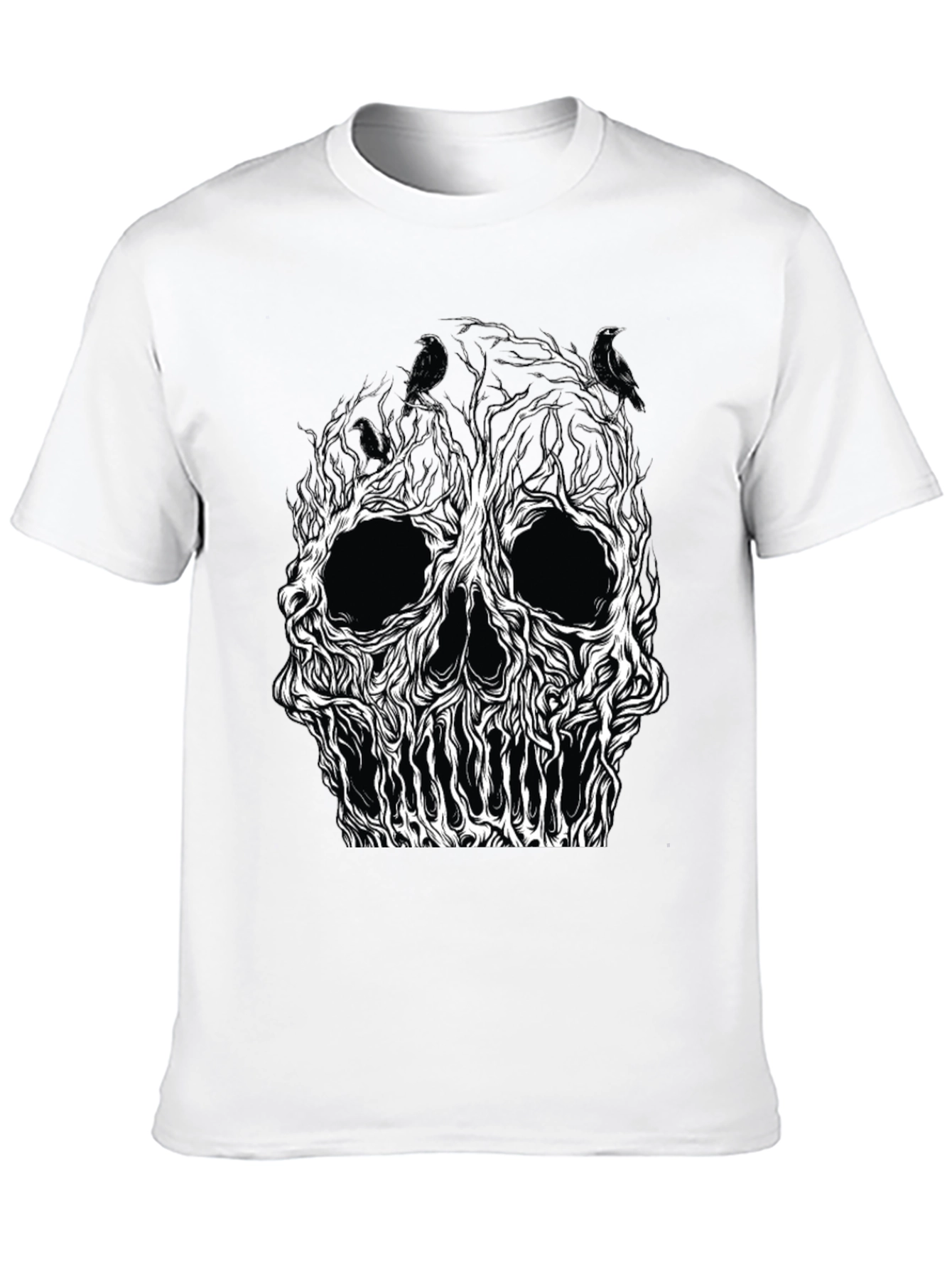 Skull Tree Raven Graphic Tee - Black